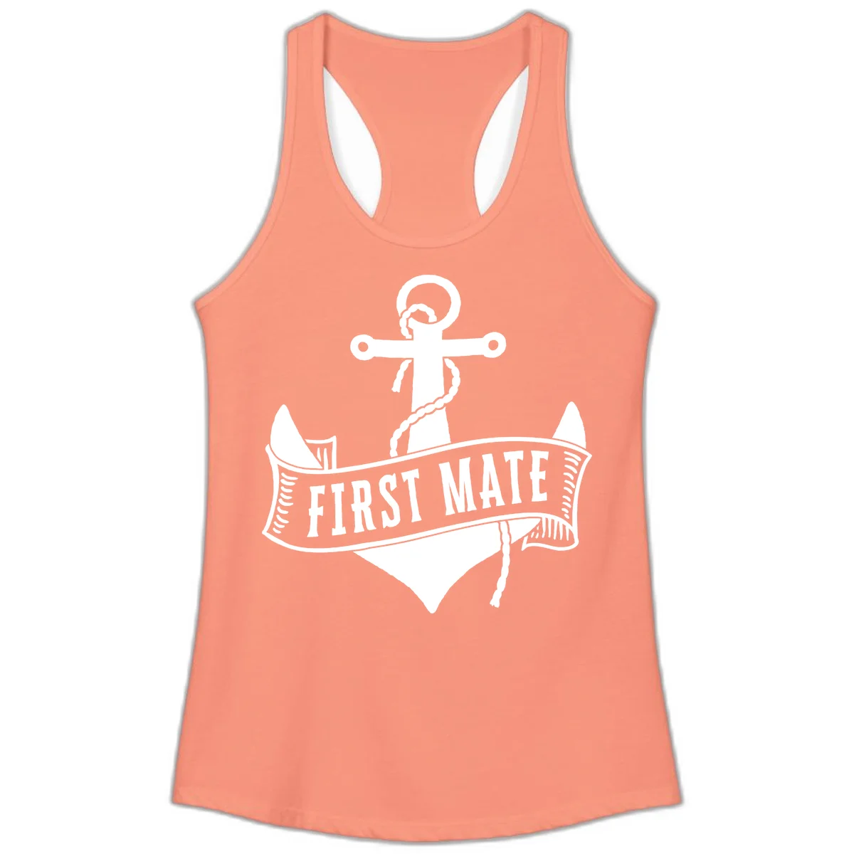 First Mate Anchor Nautical Ladies Tank in Solid Light Orange