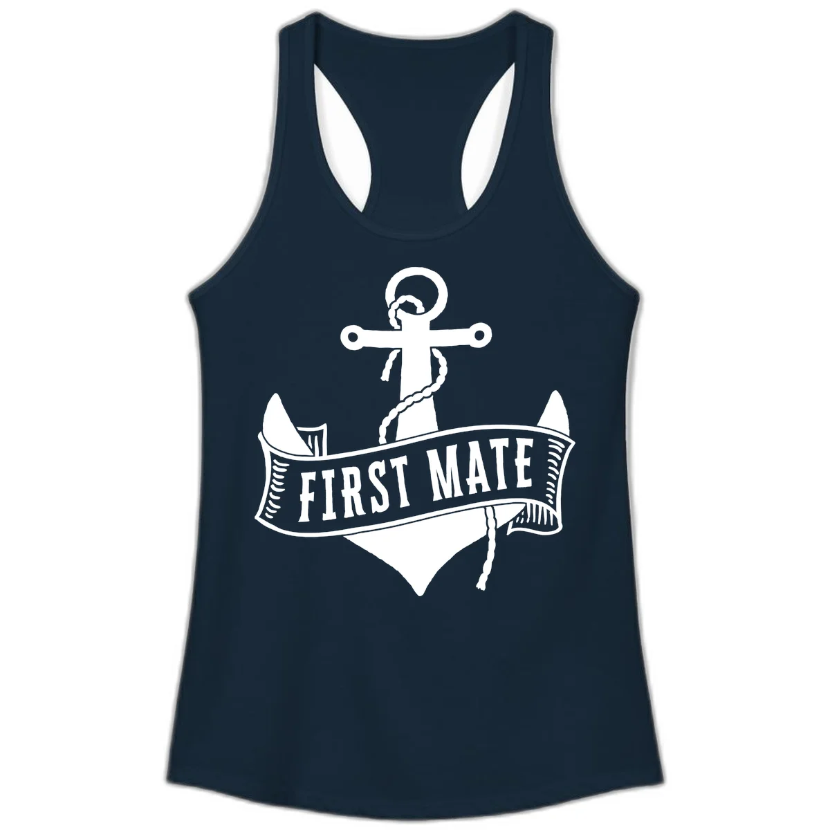 First Mate Anchor Nautical Ladies Tank in Solid Midnight Navy
