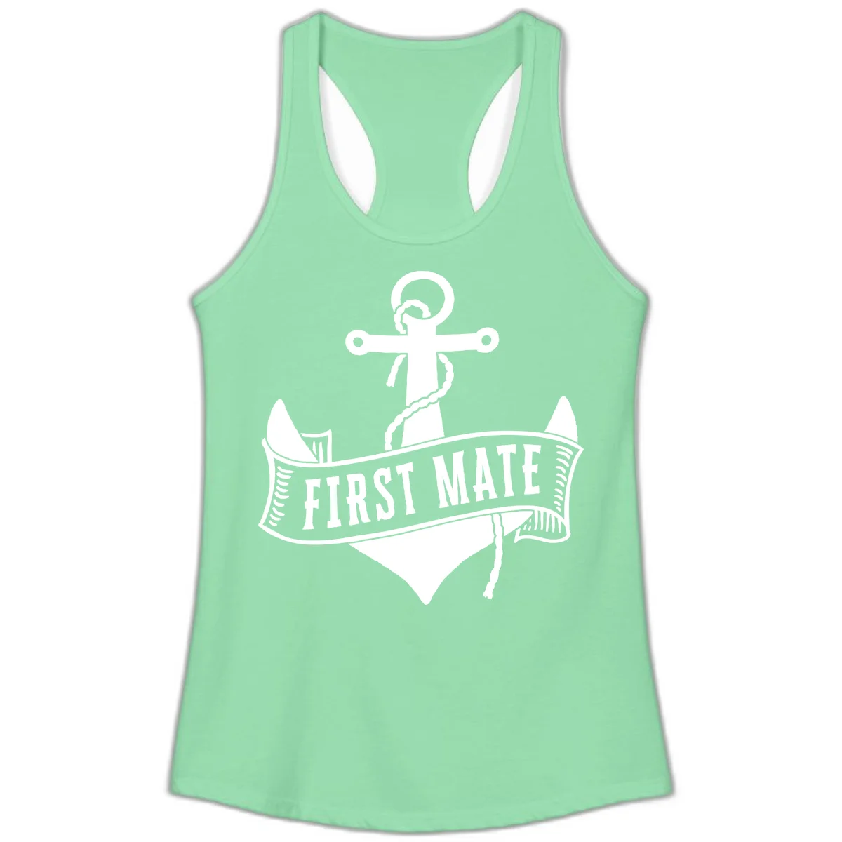 First Mate Anchor Nautical Ladies Tank in Solid Mint