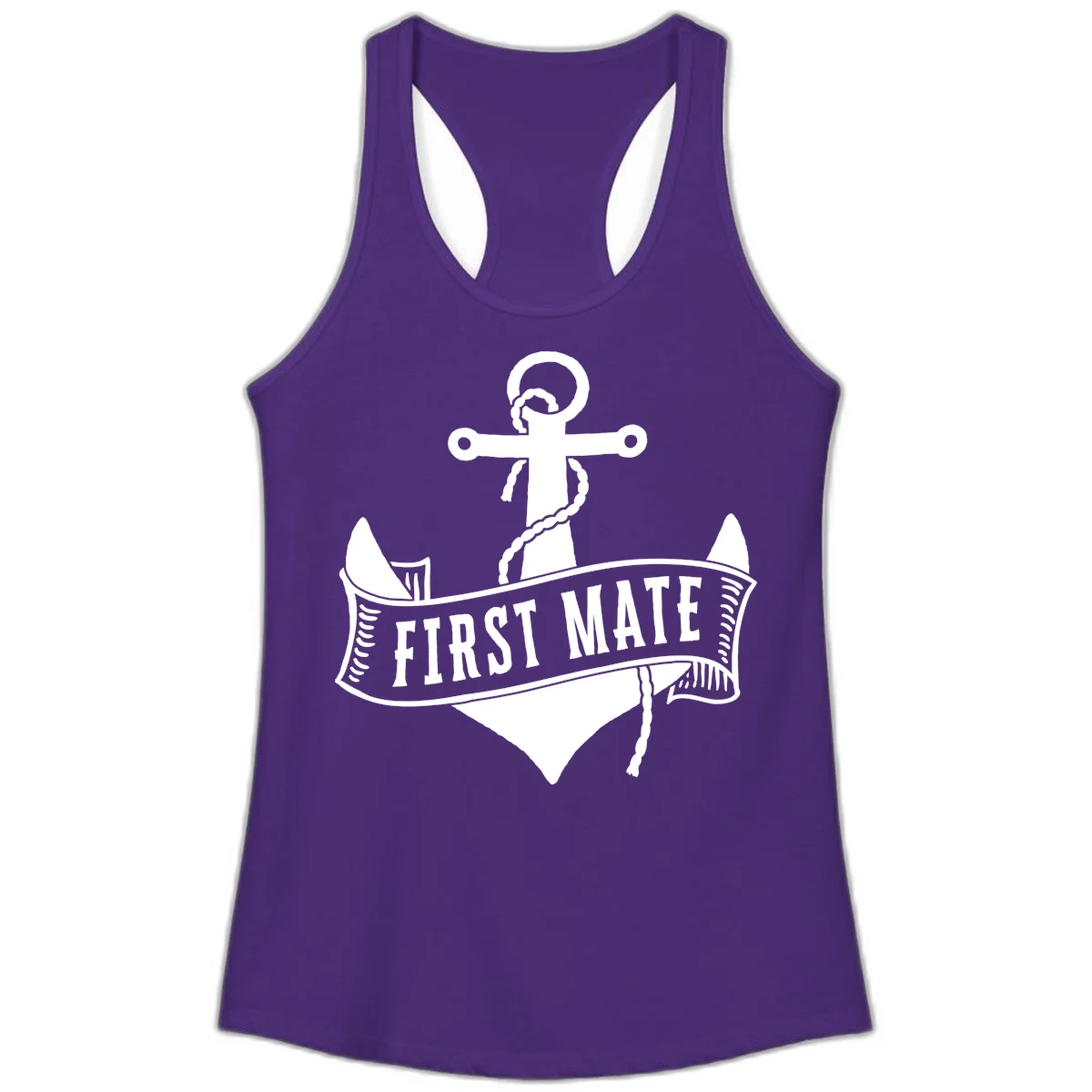 First Mate Anchor Nautical Ladies Tank in Solid Purple Rush