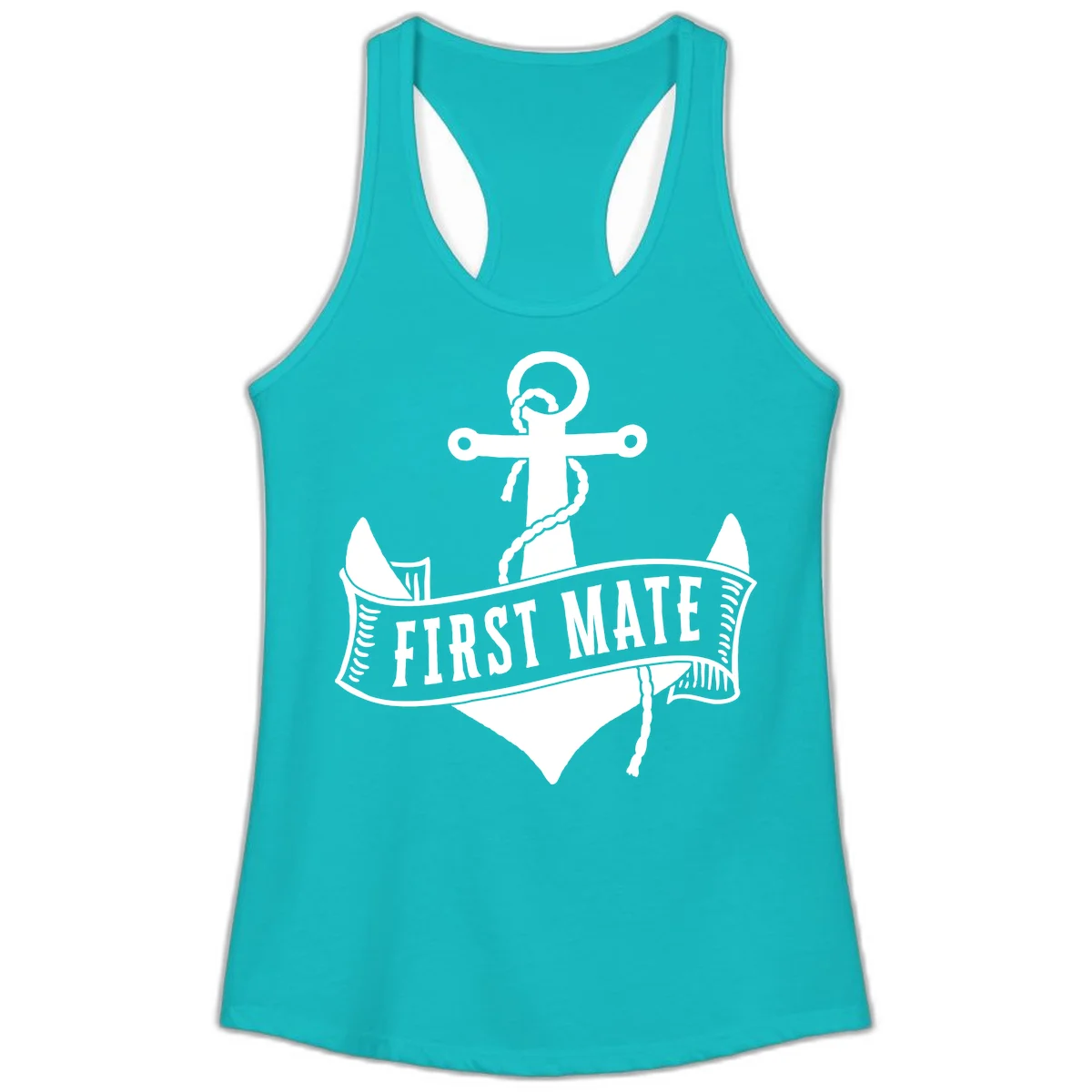 First Mate Anchor Nautical Ladies Tank in Tahiti Blue