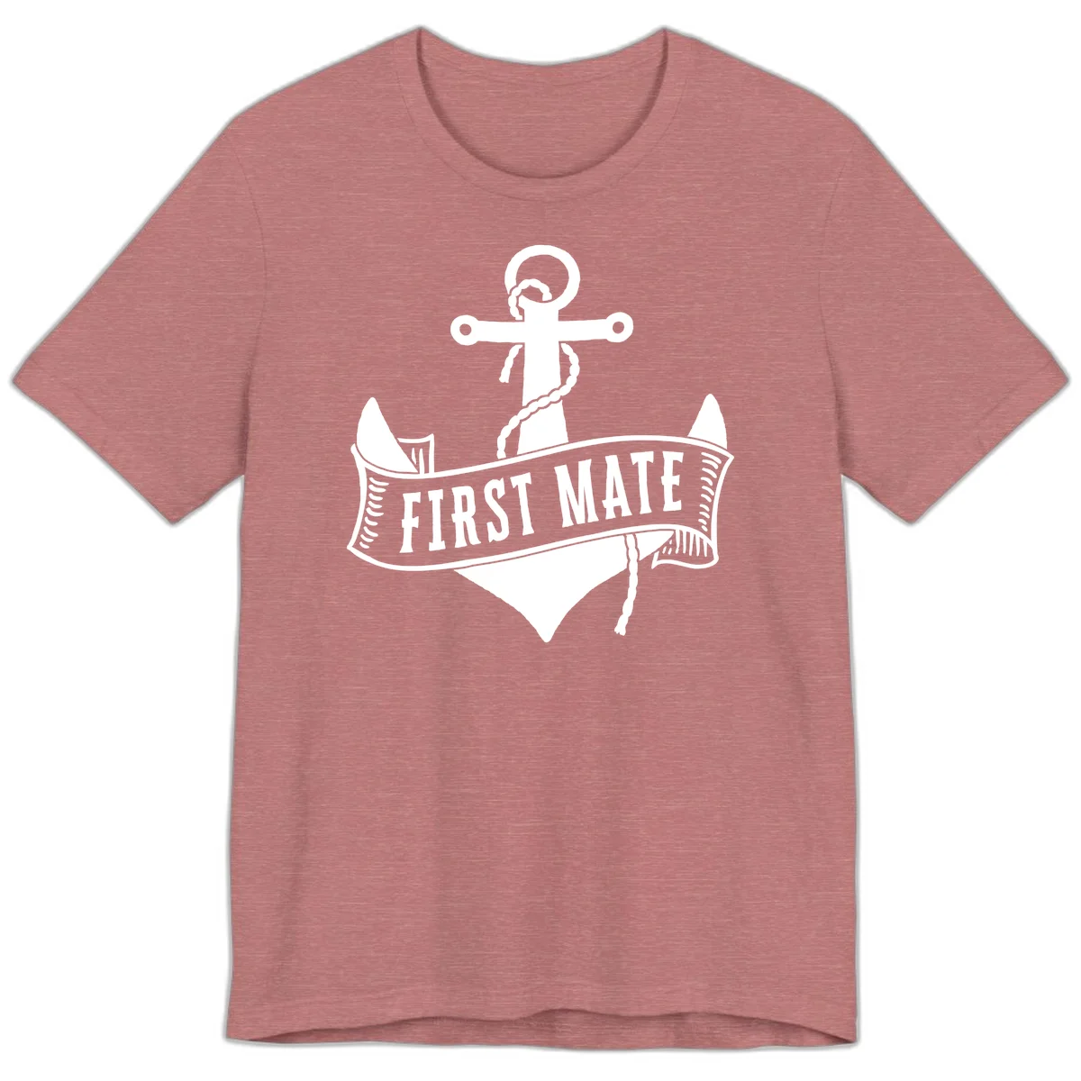 First Mate Anchor Nautical Premium T-Shirt in Heather Mauve