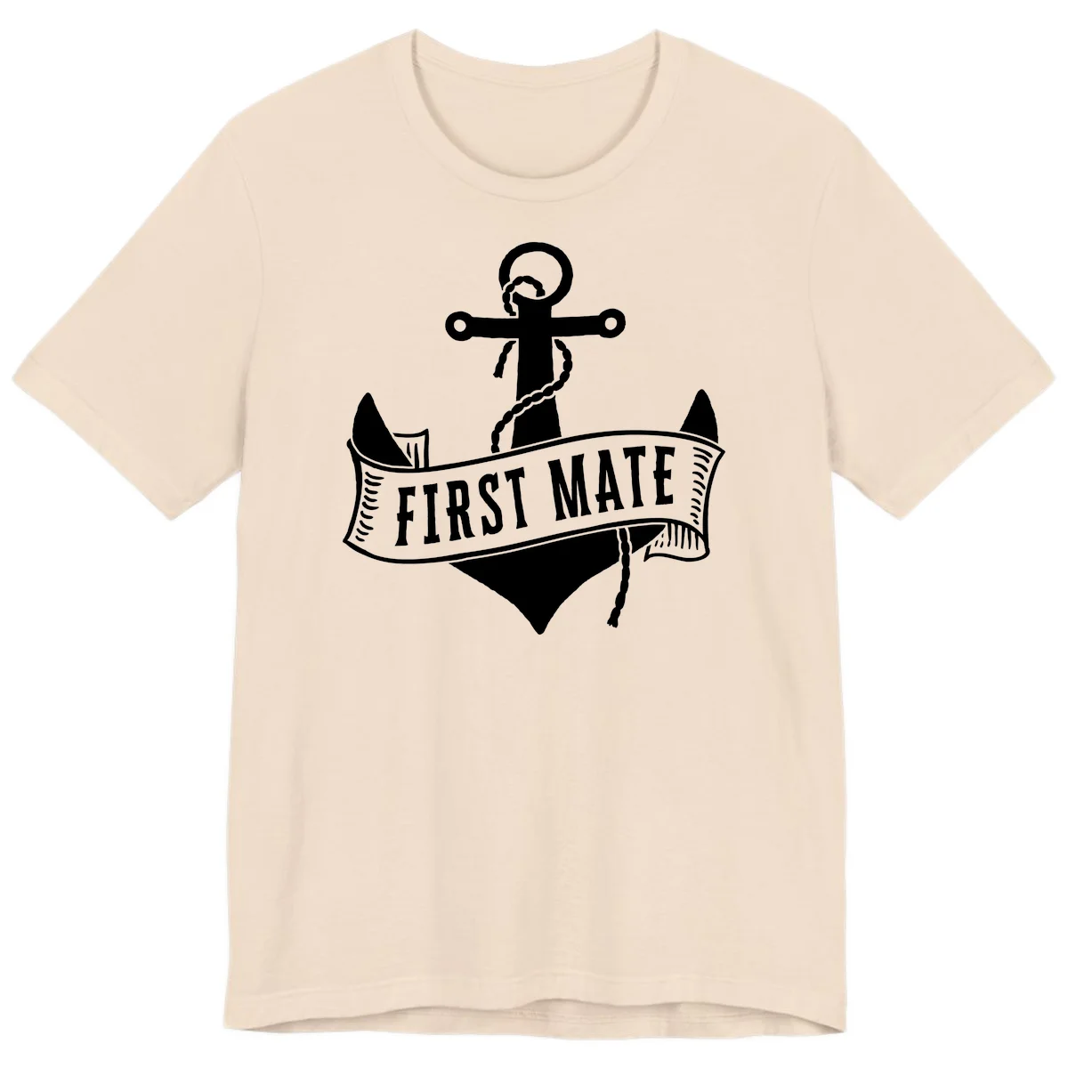 First Mate Anchor Nautical Premium T-Shirt in Soft Cream