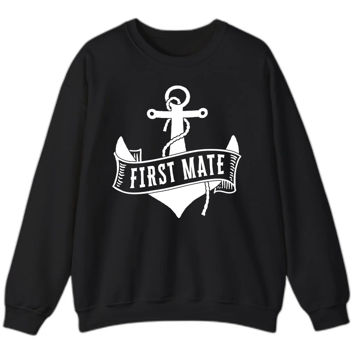 First Mate Anchor Nautical Sweatshirt in Black