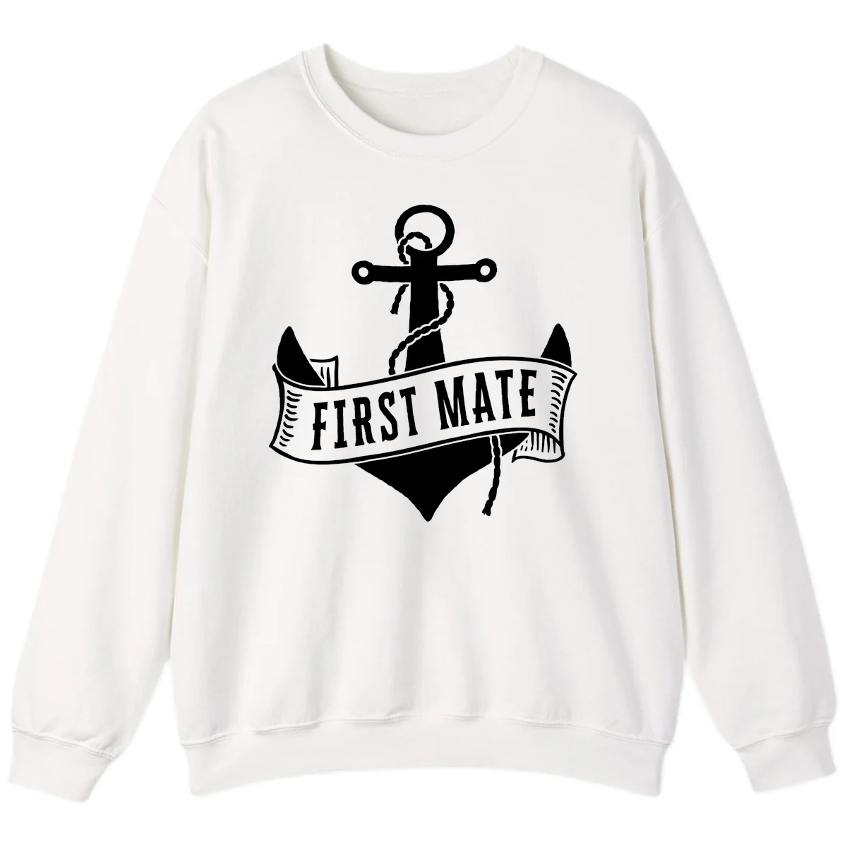 First Mate Anchor Nautical Sweatshirt in White