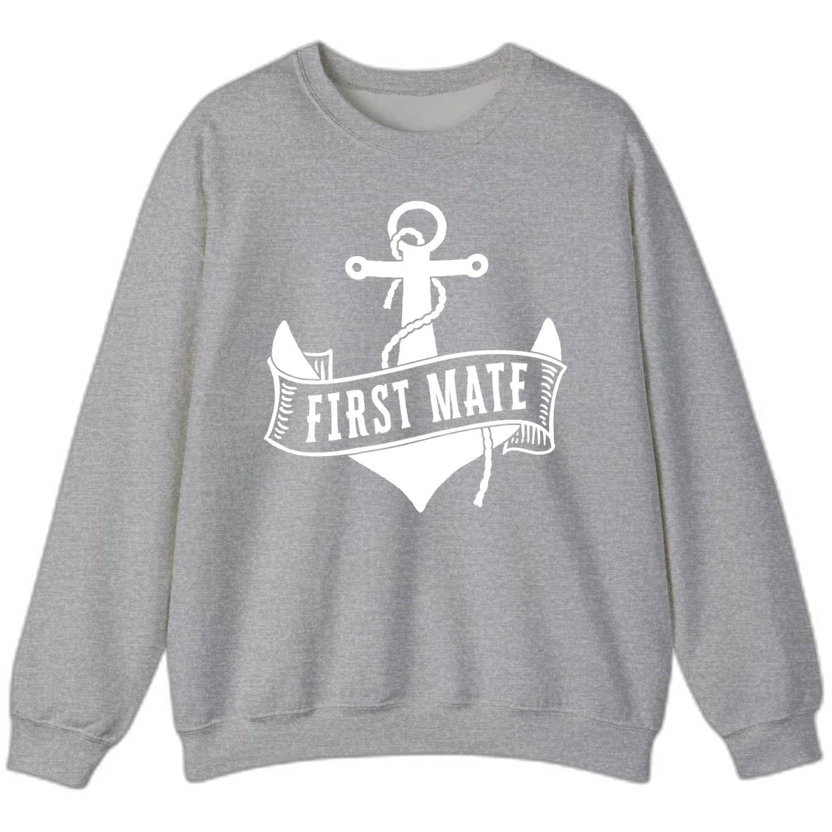 First Mate Anchor Nautical Sweatshirt in Sport Grey