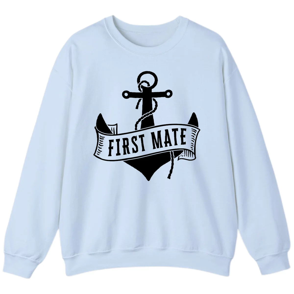First Mate Anchor Nautical Sweatshirt in Light Blue