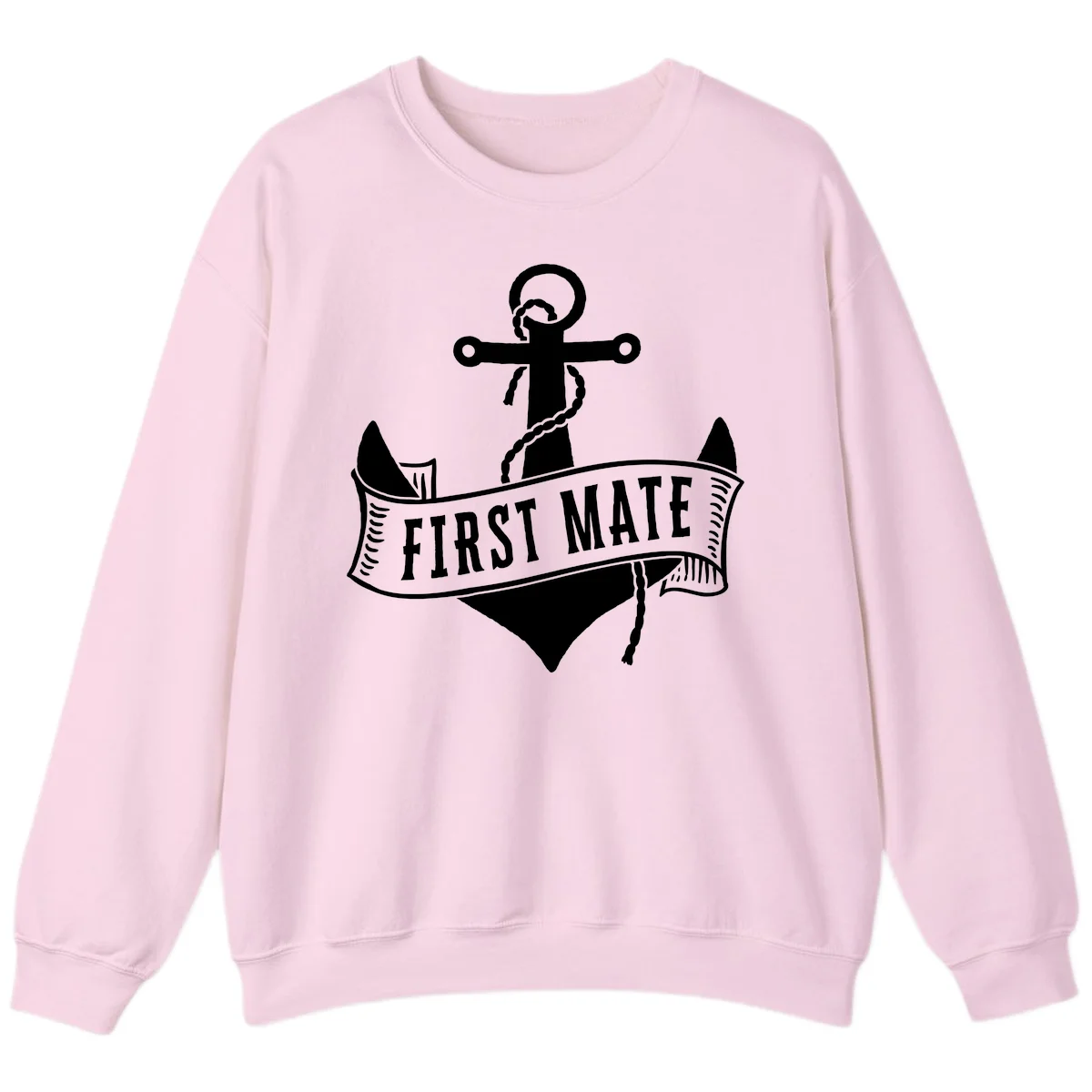 First Mate Anchor Nautical Sweatshirt in Light Pink