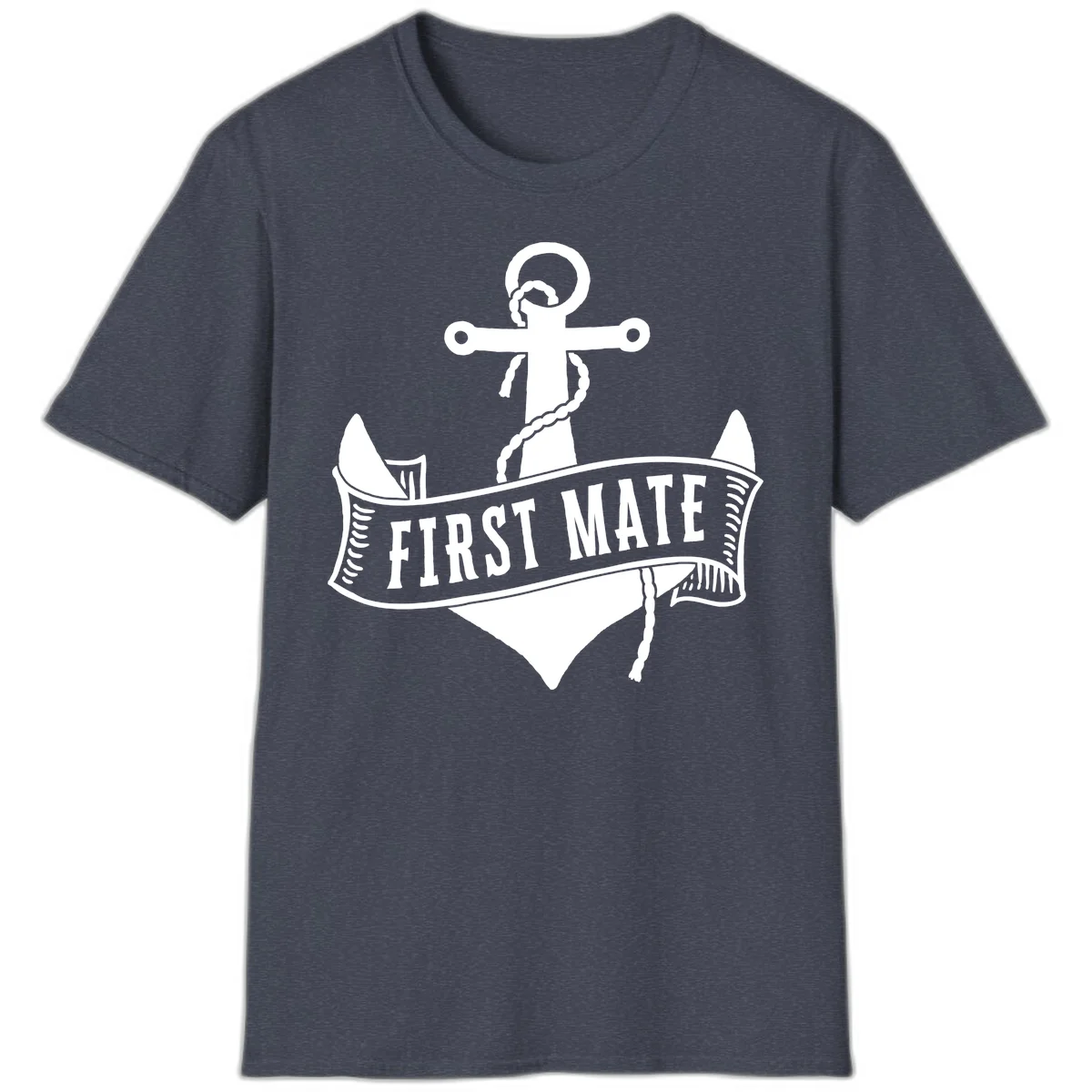 First Mate Anchor Nautical T-Shirt in Heather Navy