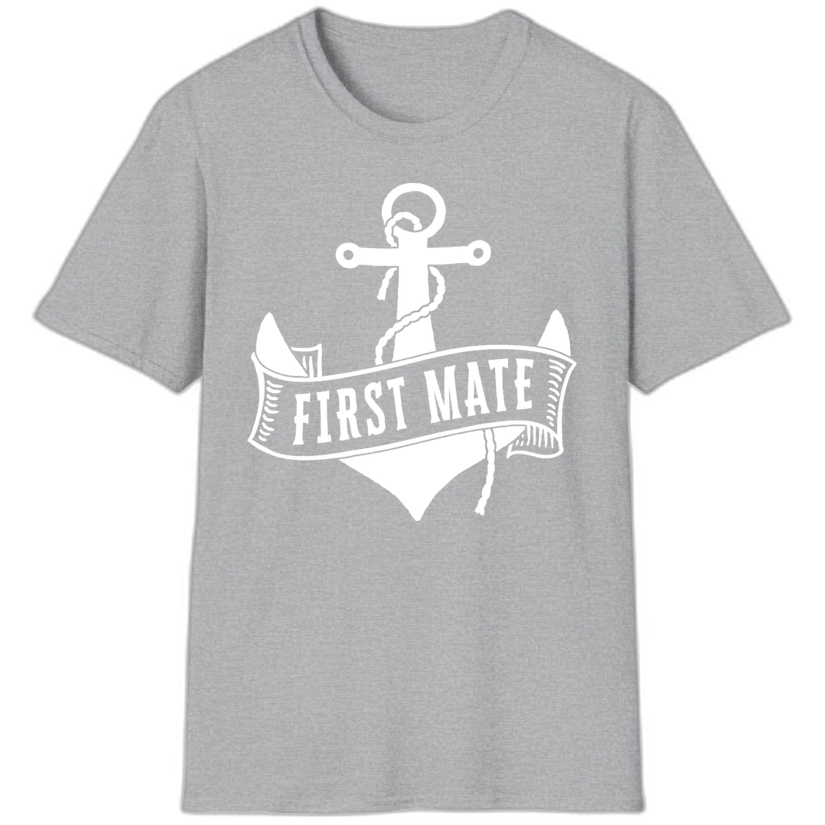 First Mate Anchor Nautical T-Shirt in Sport Grey