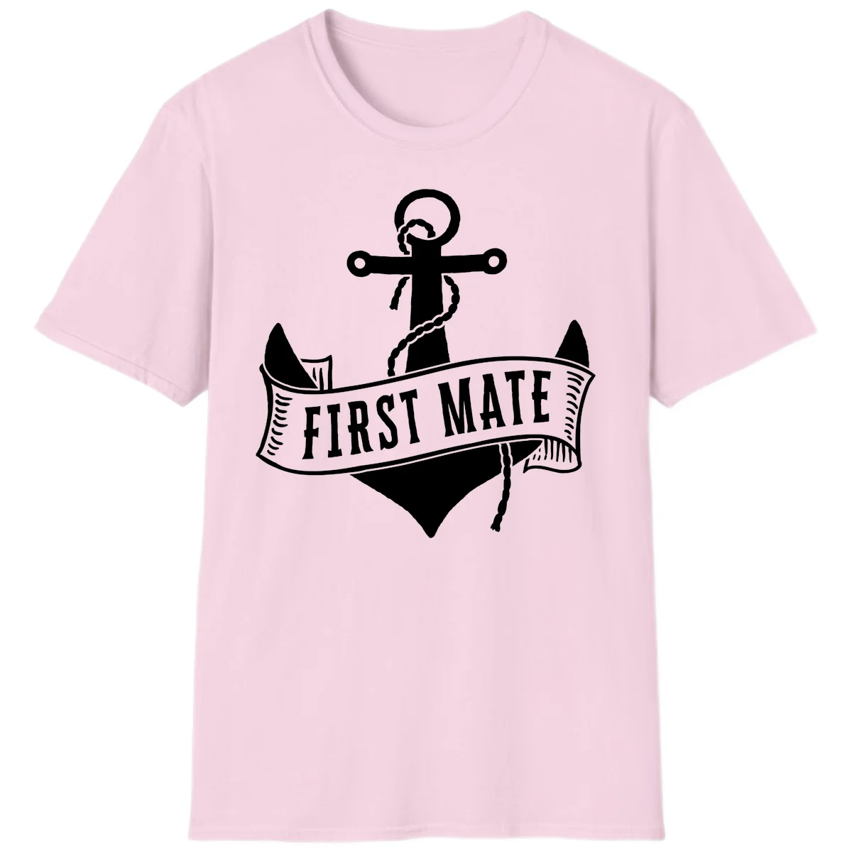 First Mate Anchor Nautical T-Shirt in Light Pink