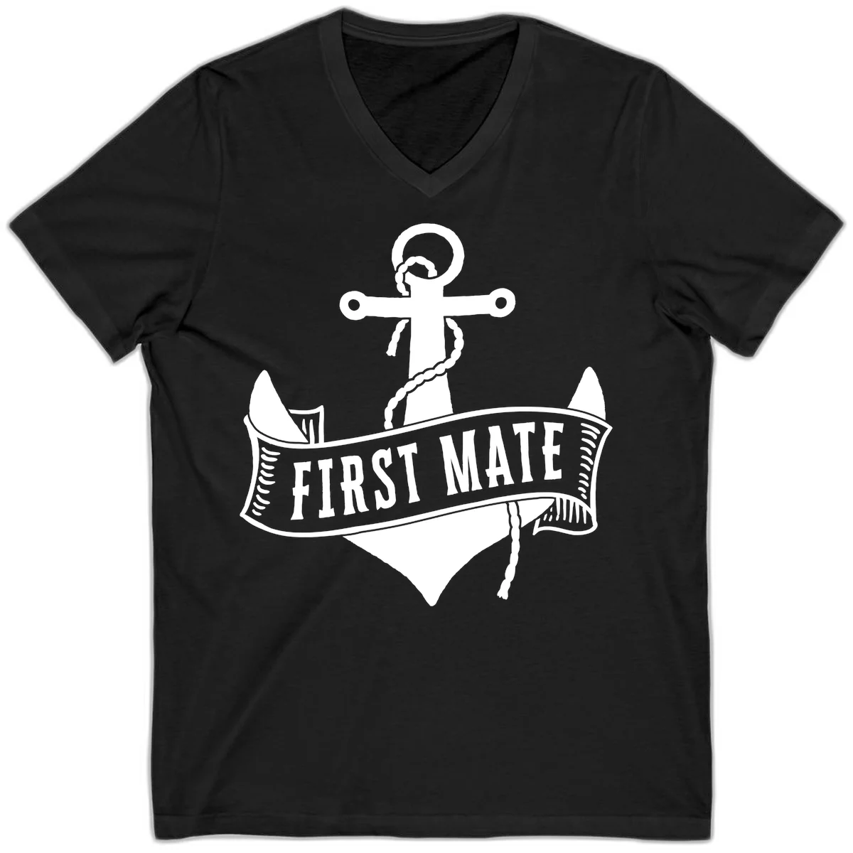 First Mate Anchor Nautical V-Neck in Black