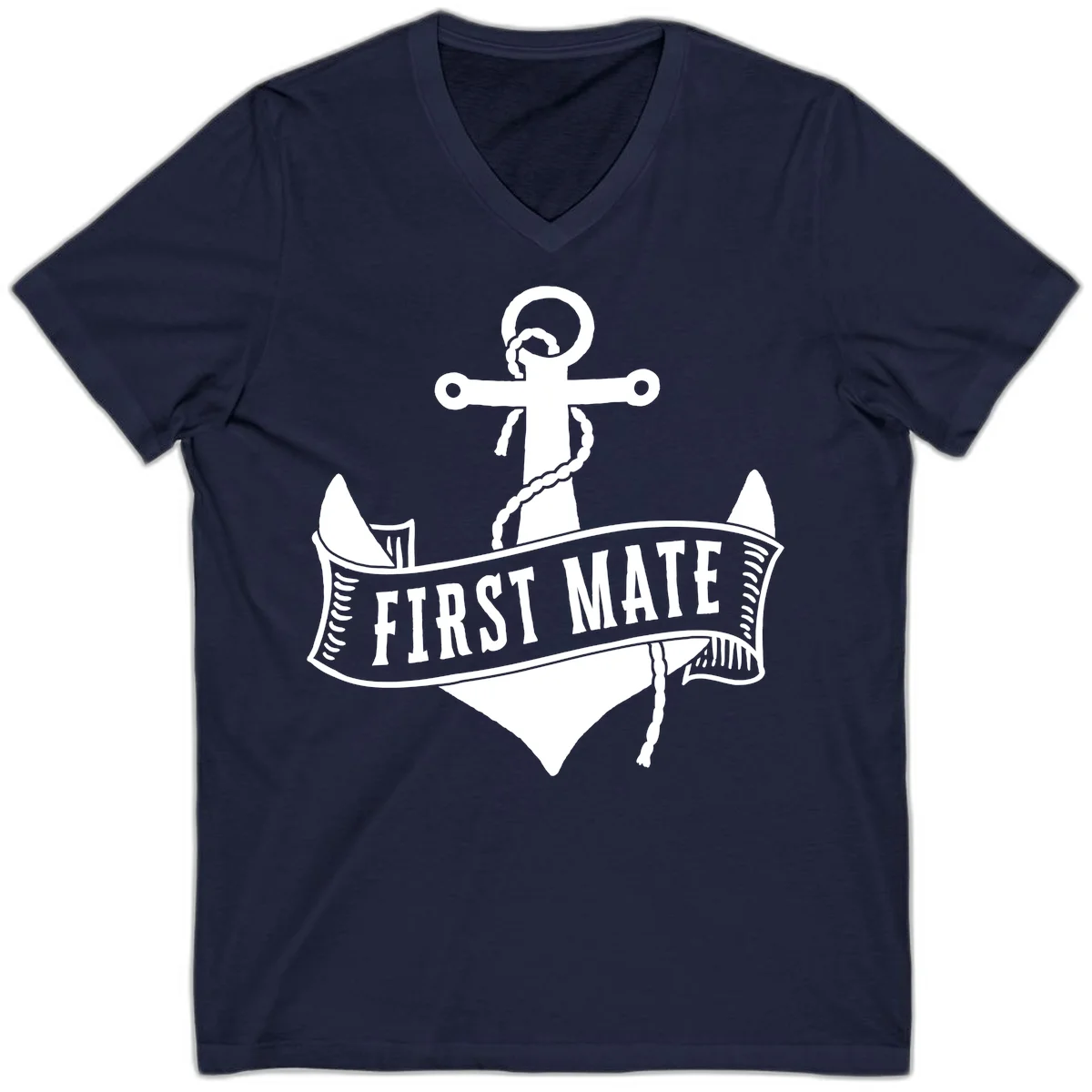 First Mate Anchor Nautical V-Neck in Navy