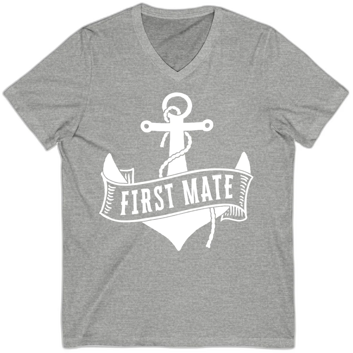 First Mate Anchor Nautical V-Neck in Athletic Heather