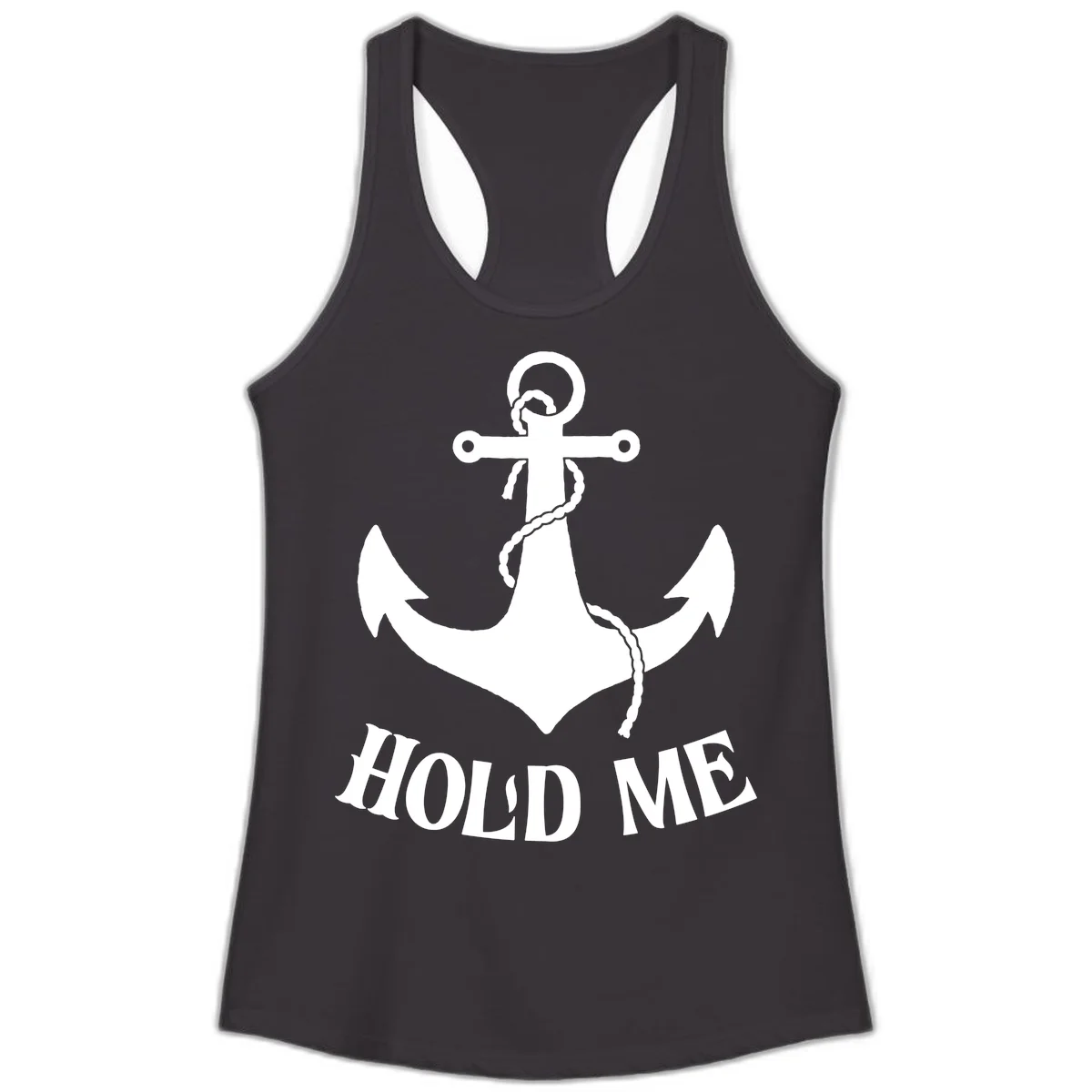 Anchor Hold Me Nautical Design Ladies Tank in Black