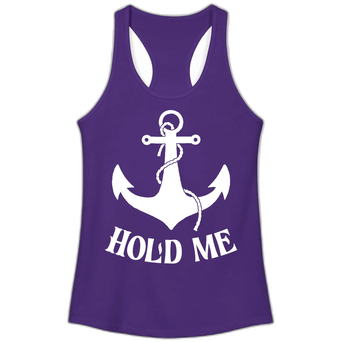 Anchor Hold Me Nautical Design Ladies Tank in Solid Purple Rush