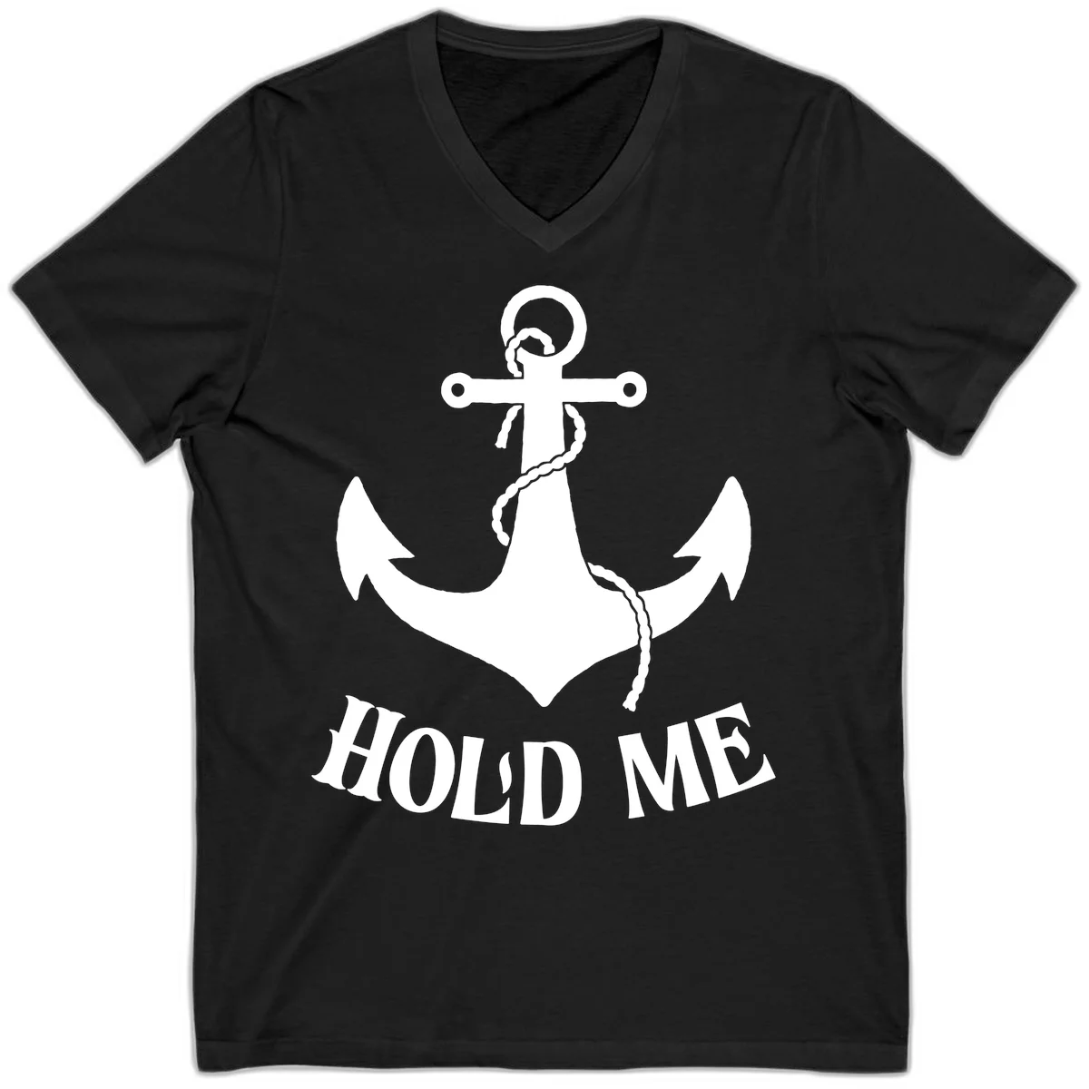 Anchor Hold Me Nautical Design V-Neck in Black