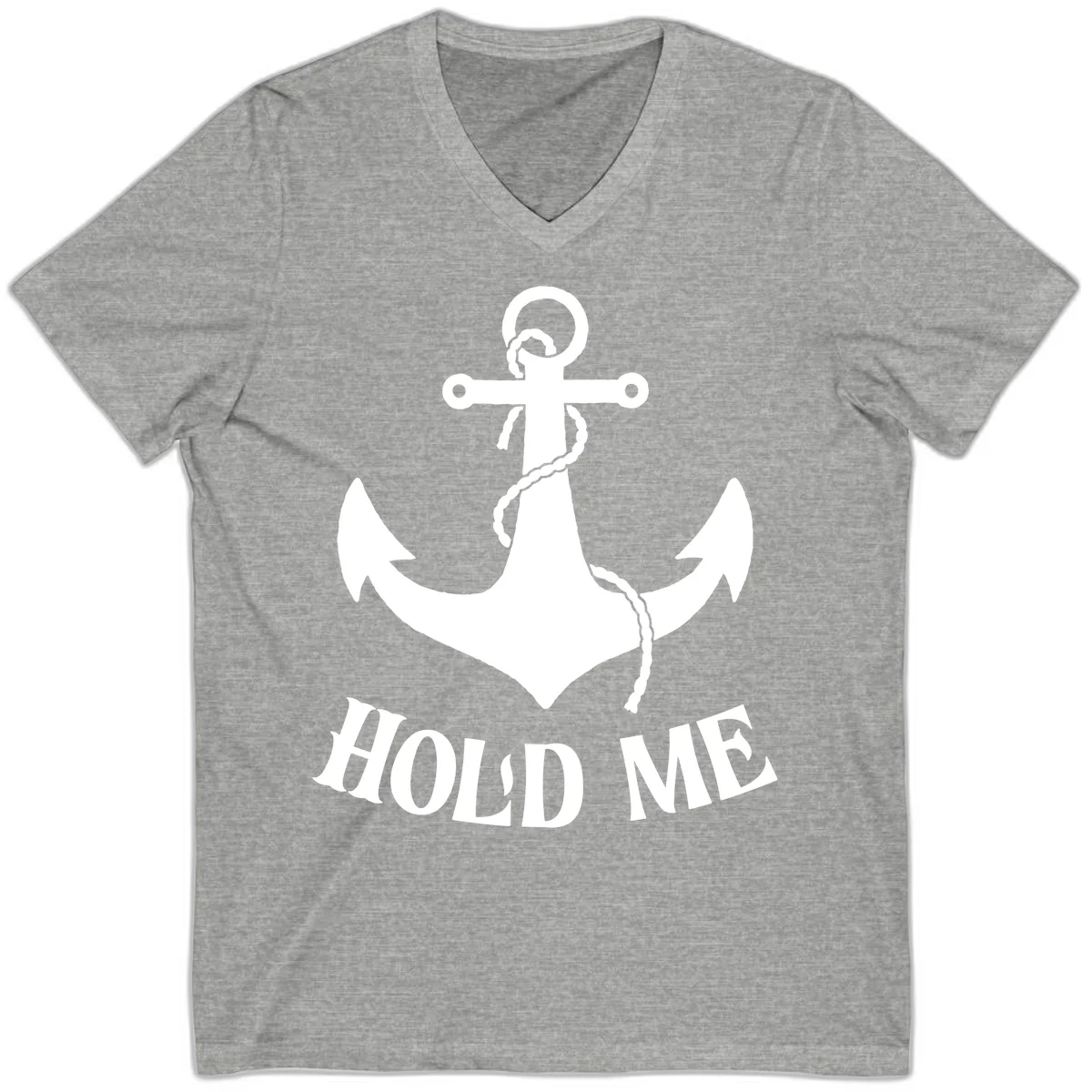 Anchor Hold Me Nautical Design V-Neck in Athletic Heather