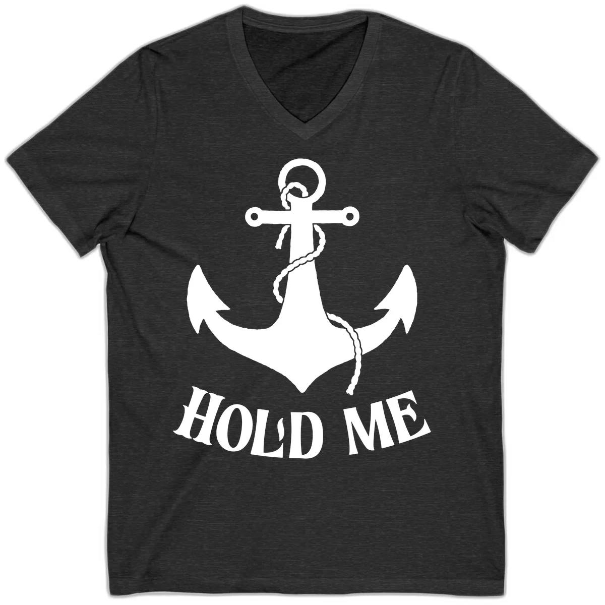 Anchor Hold Me Nautical Design V-Neck in Dark Grey Heather