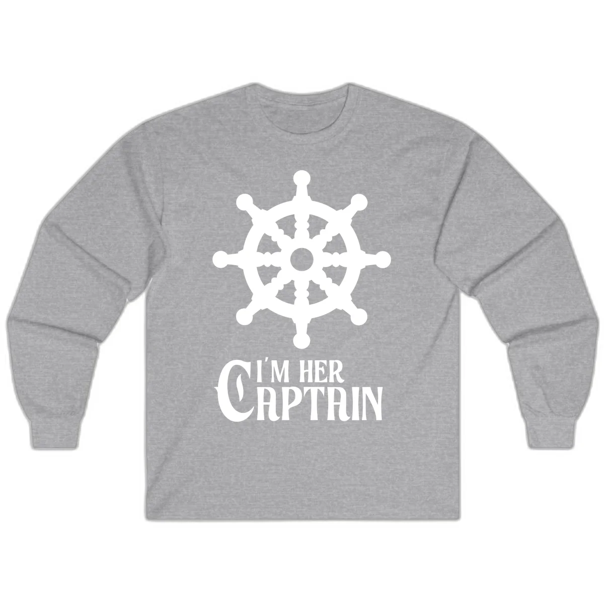 I'm Her Captain Long Sleeve T-Shirt in Sport Grey