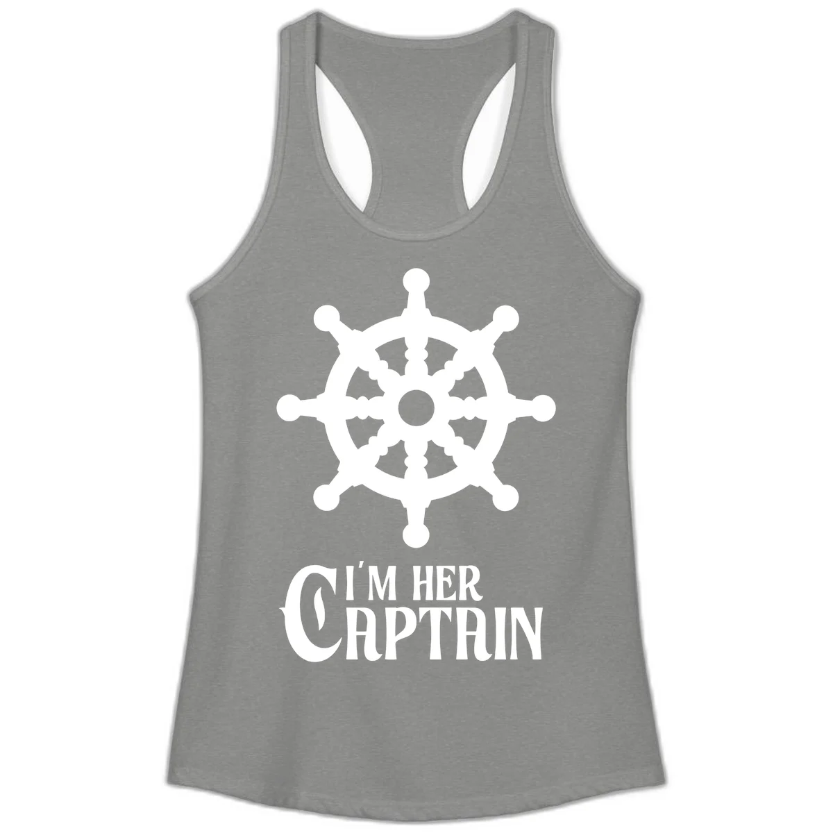 I'm Her Captain Ladies Tank Top in Heather Grey