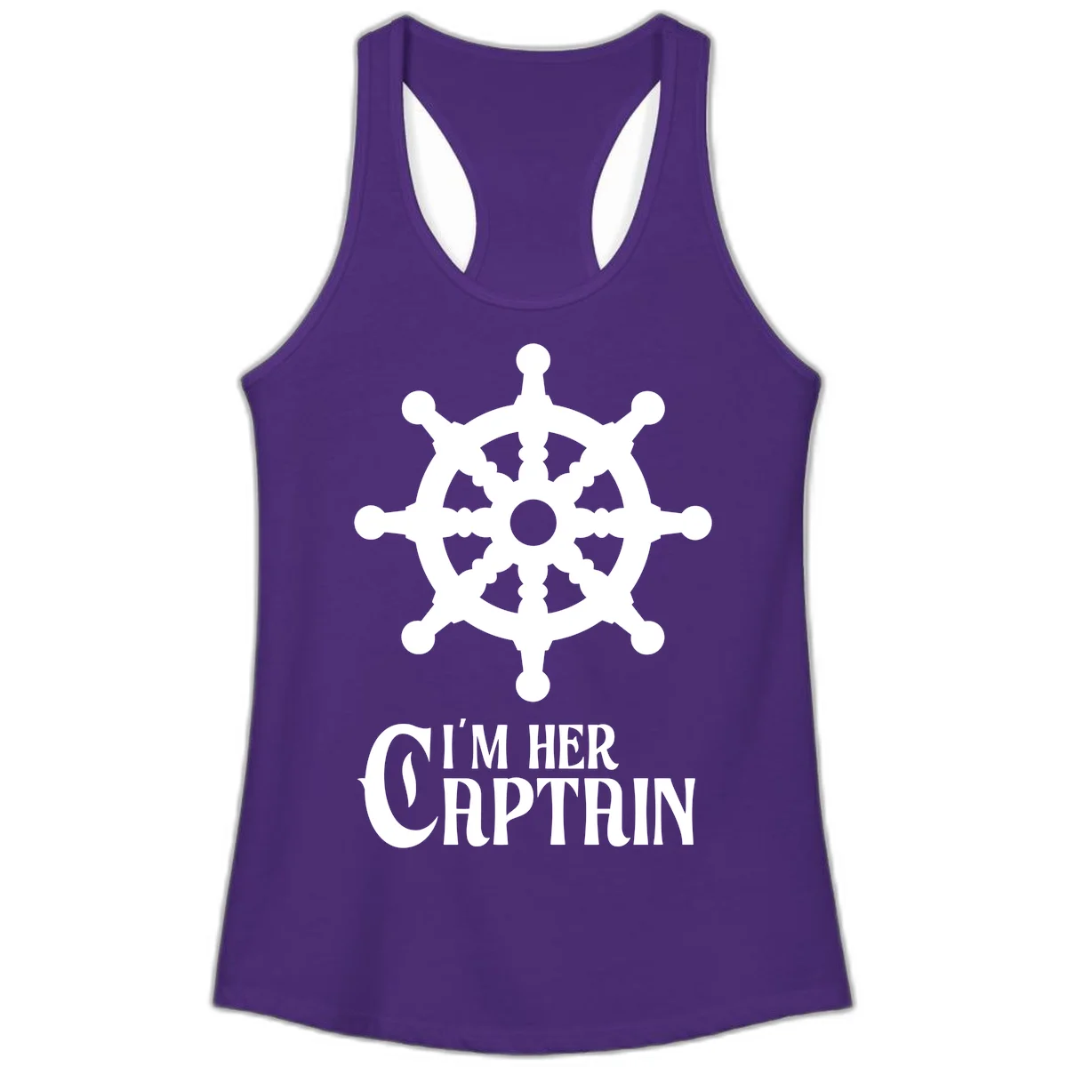 I'm Her Captain Ladies Tank Top in Solid Purple Rush