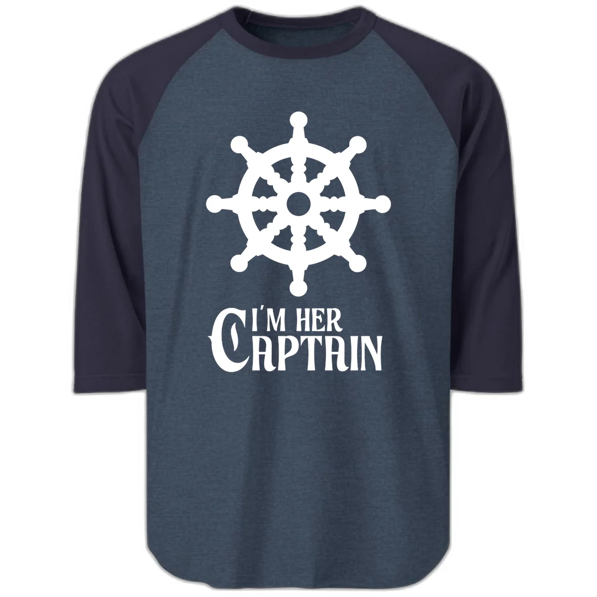 I'm Her Captain Raglan 3/4 Sleeve in Heather Denim Navy