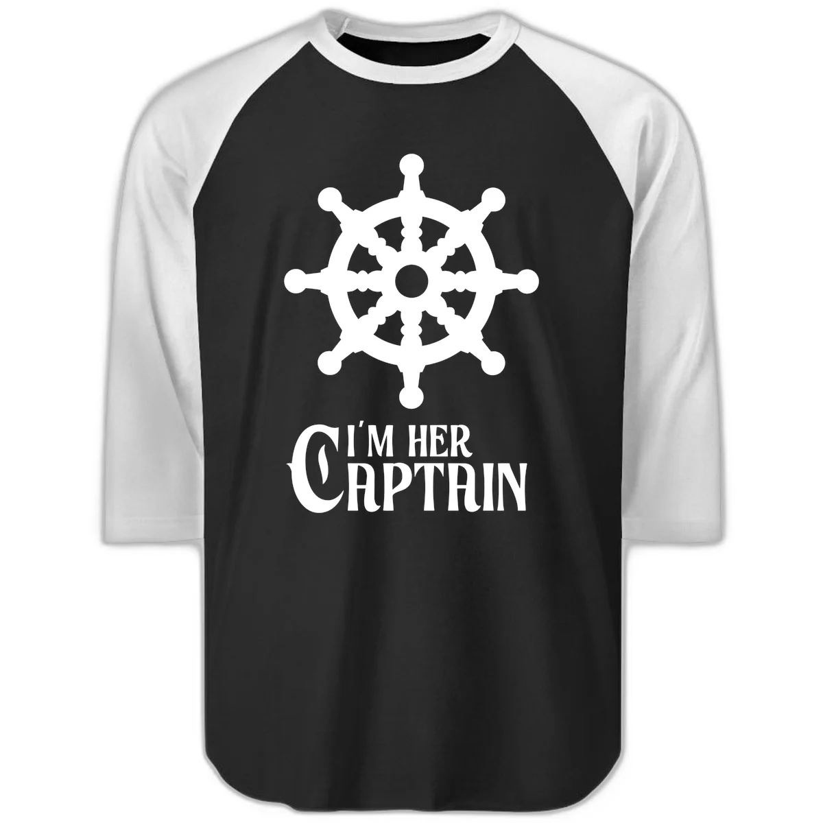 I'm Her Captain Raglan 3/4 Sleeve in Black White