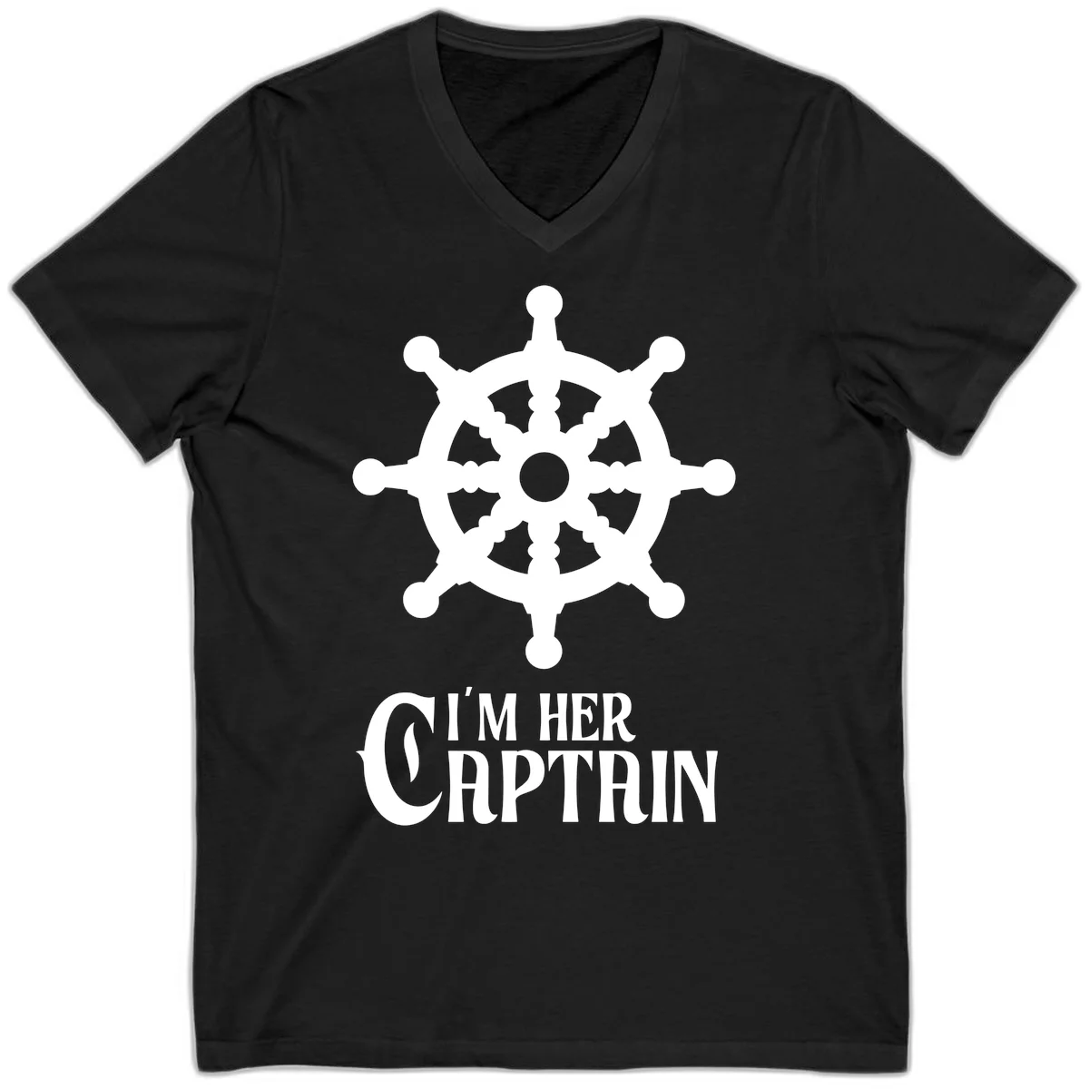 I'm Her Captain V-Neck T-Shirt in Black