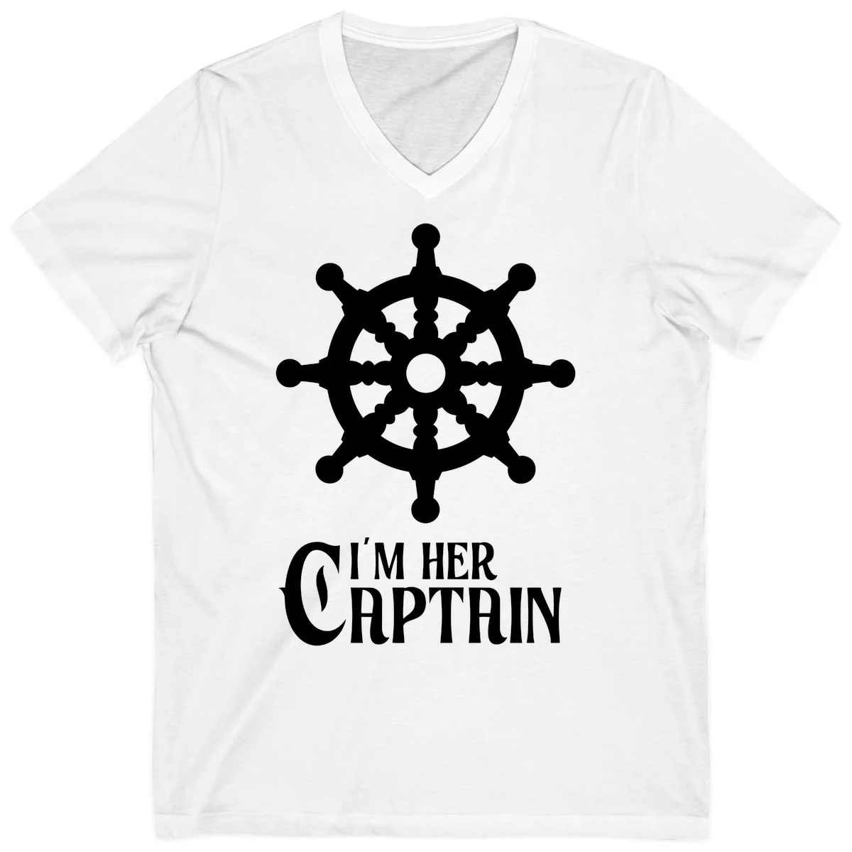 I'm Her Captain V-Neck T-Shirt in White