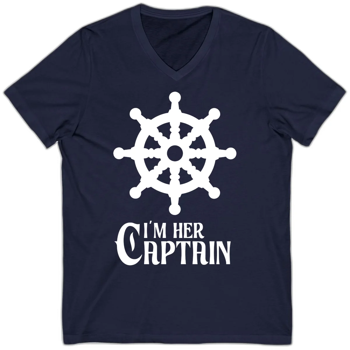 I'm Her Captain V-Neck T-Shirt in Navy