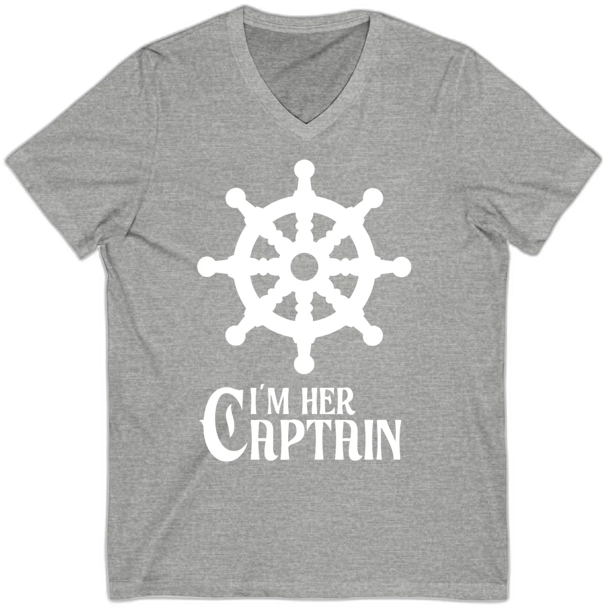I'm Her Captain V-Neck T-Shirt in Athletic Heather