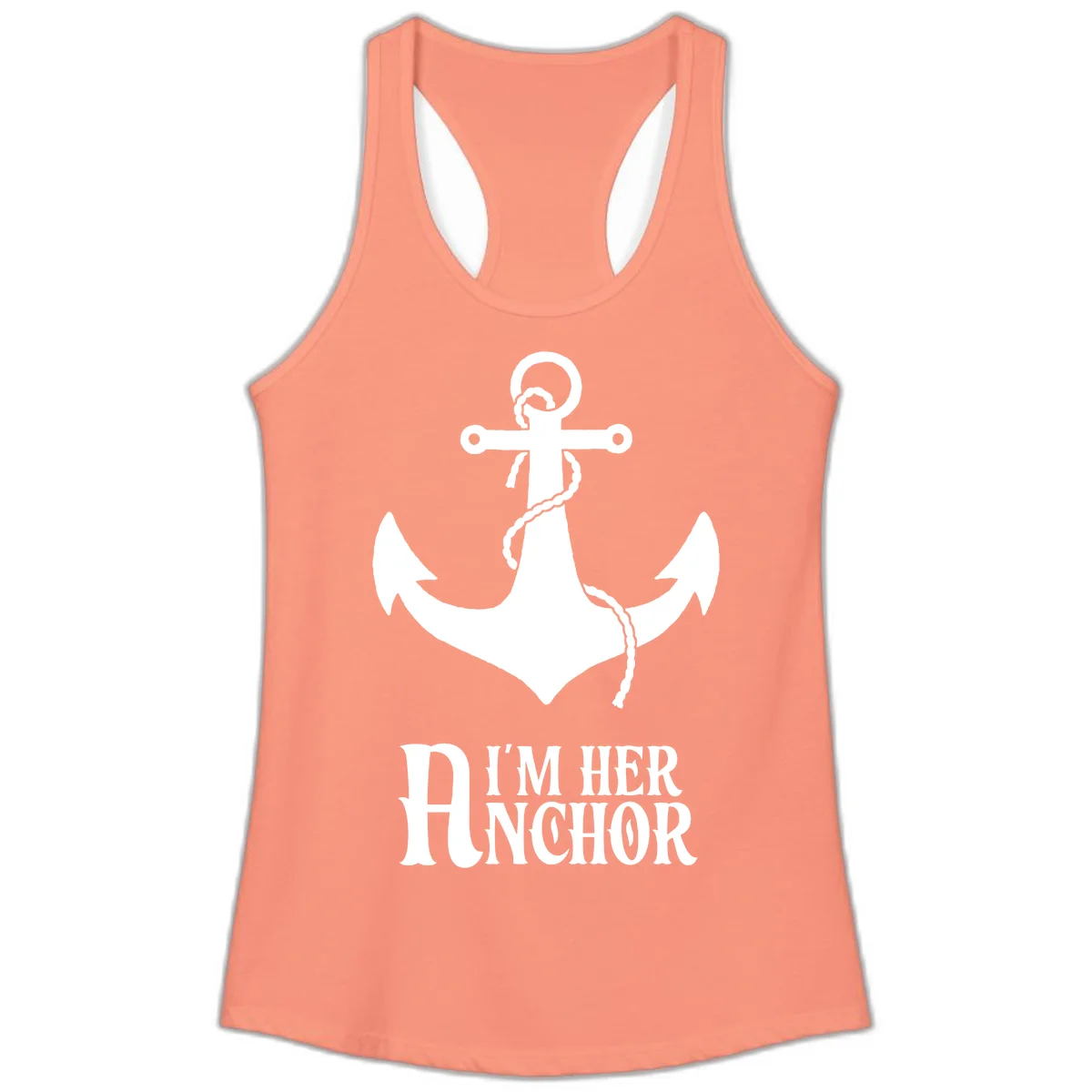 I'm Her Anchor Ladies Tank in Solid Light Orange