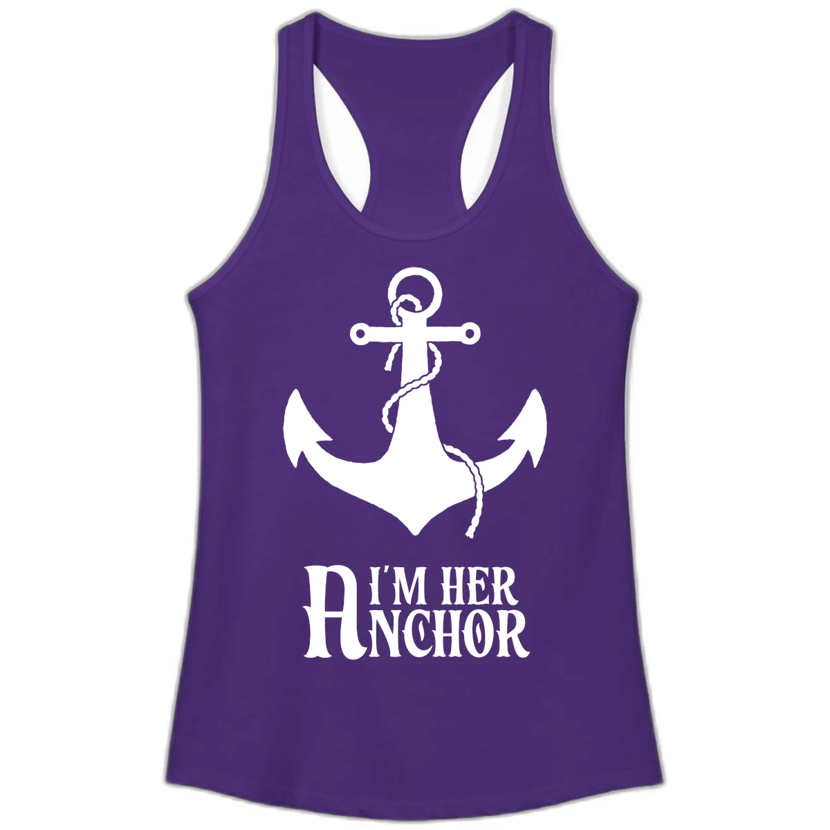 I'm Her Anchor Ladies Tank in Solid Purple Rush