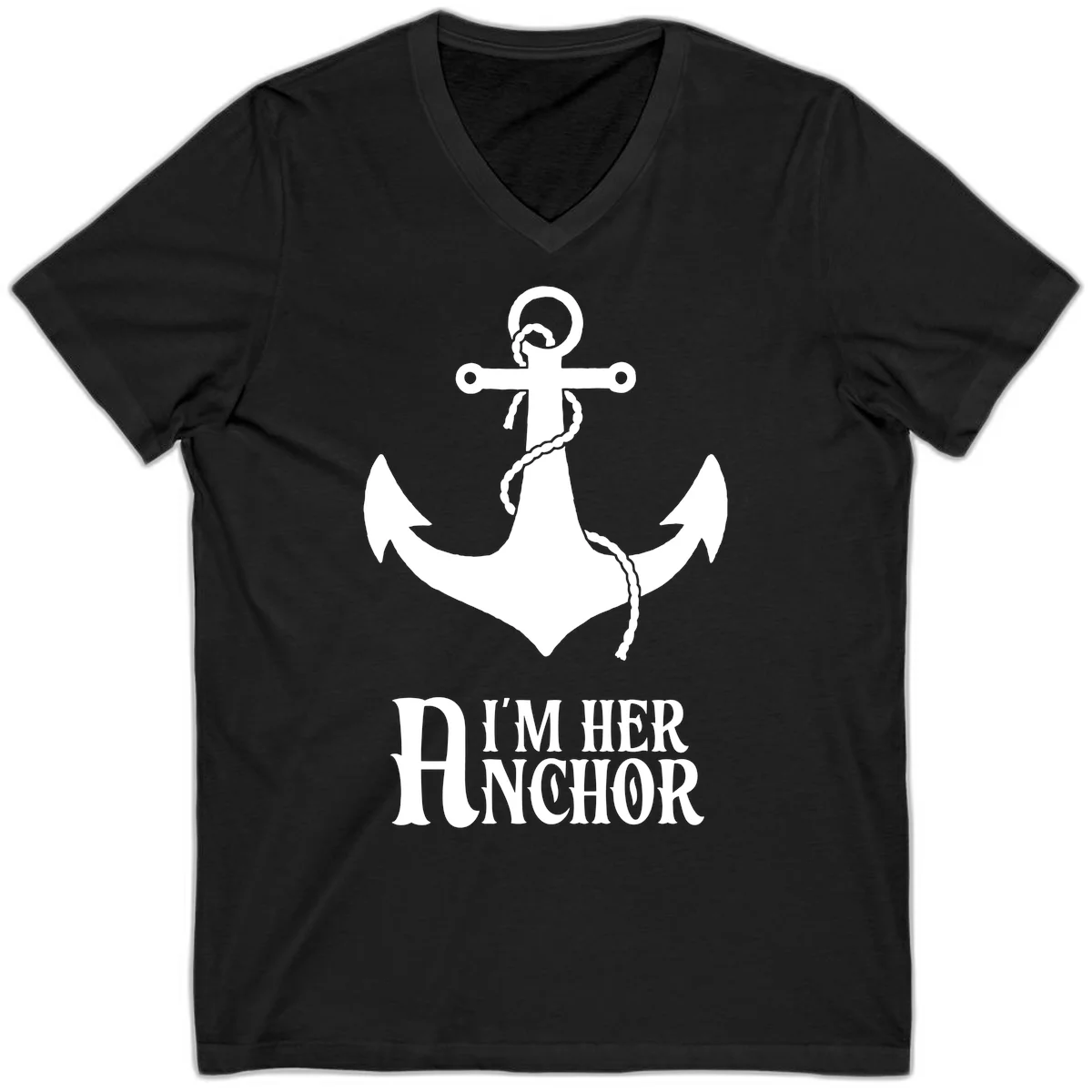 I'm Her Anchor V-Neck in Black