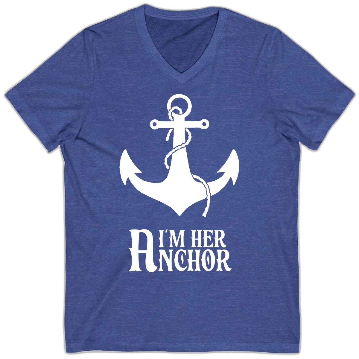 I'm Her Anchor V-Neck in Heather True Royal
