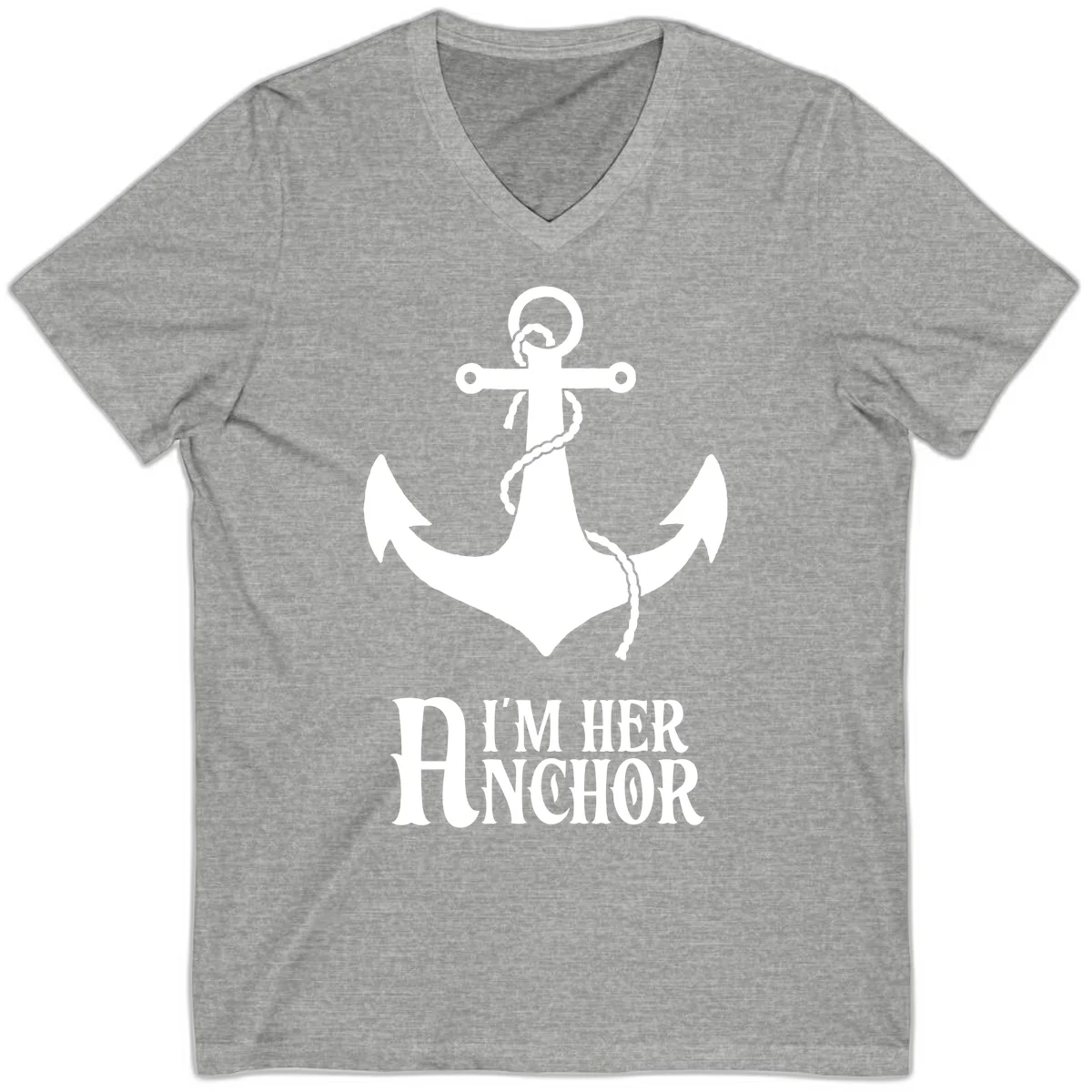 I'm Her Anchor V-Neck in Athletic Heather