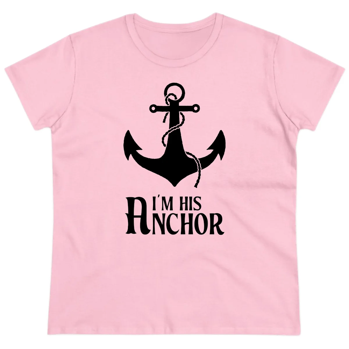 I'm His Anchor Ladies Tee for Cruise Vacation in Light Pink