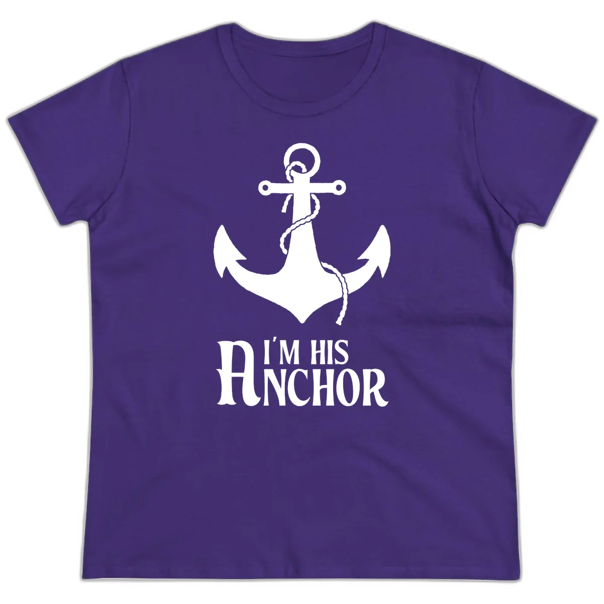 I'm His Anchor Ladies Tee for Cruise Vacation in Purple