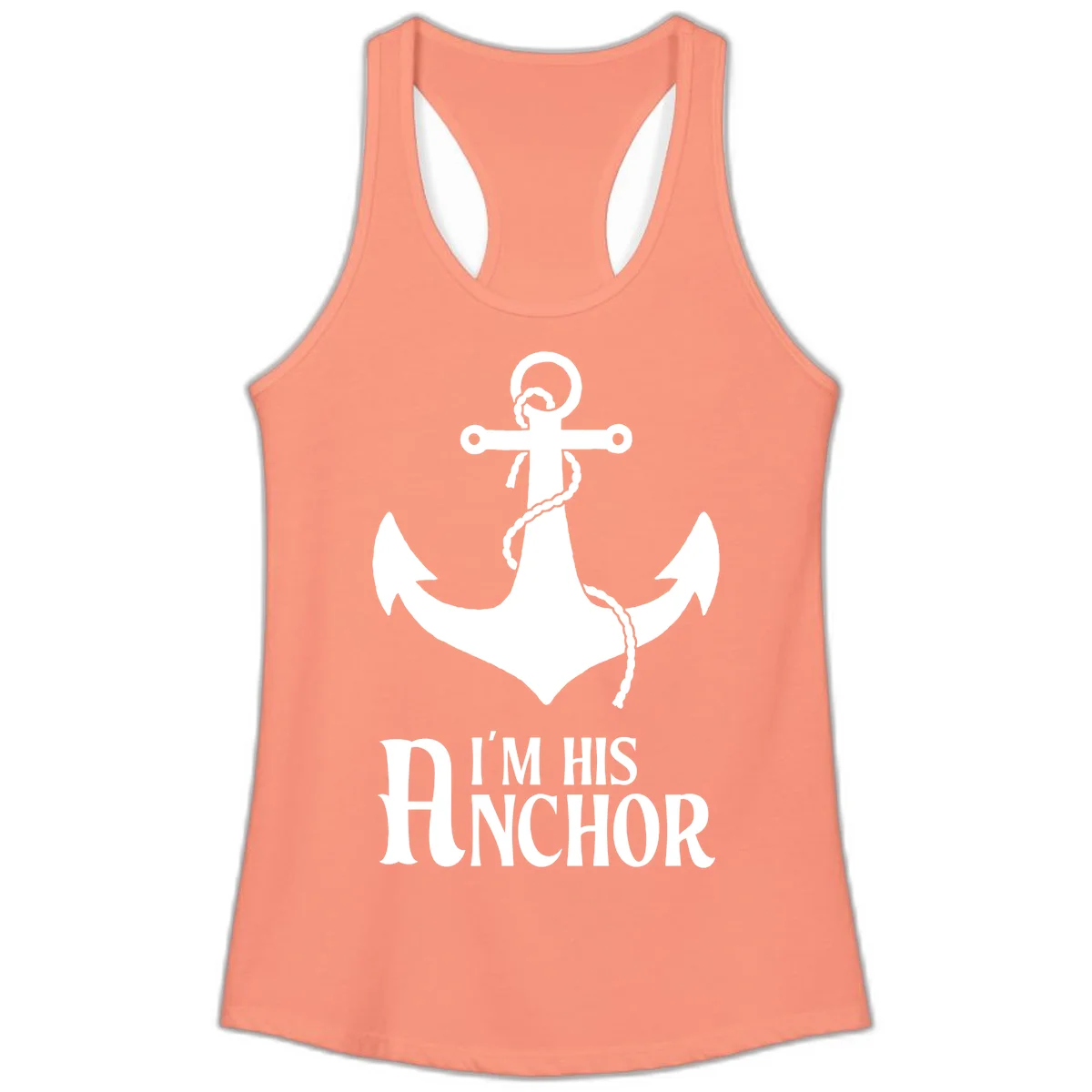 I'm His Anchor Ladies Tank for Cruise Vacation in Solid Light Orange