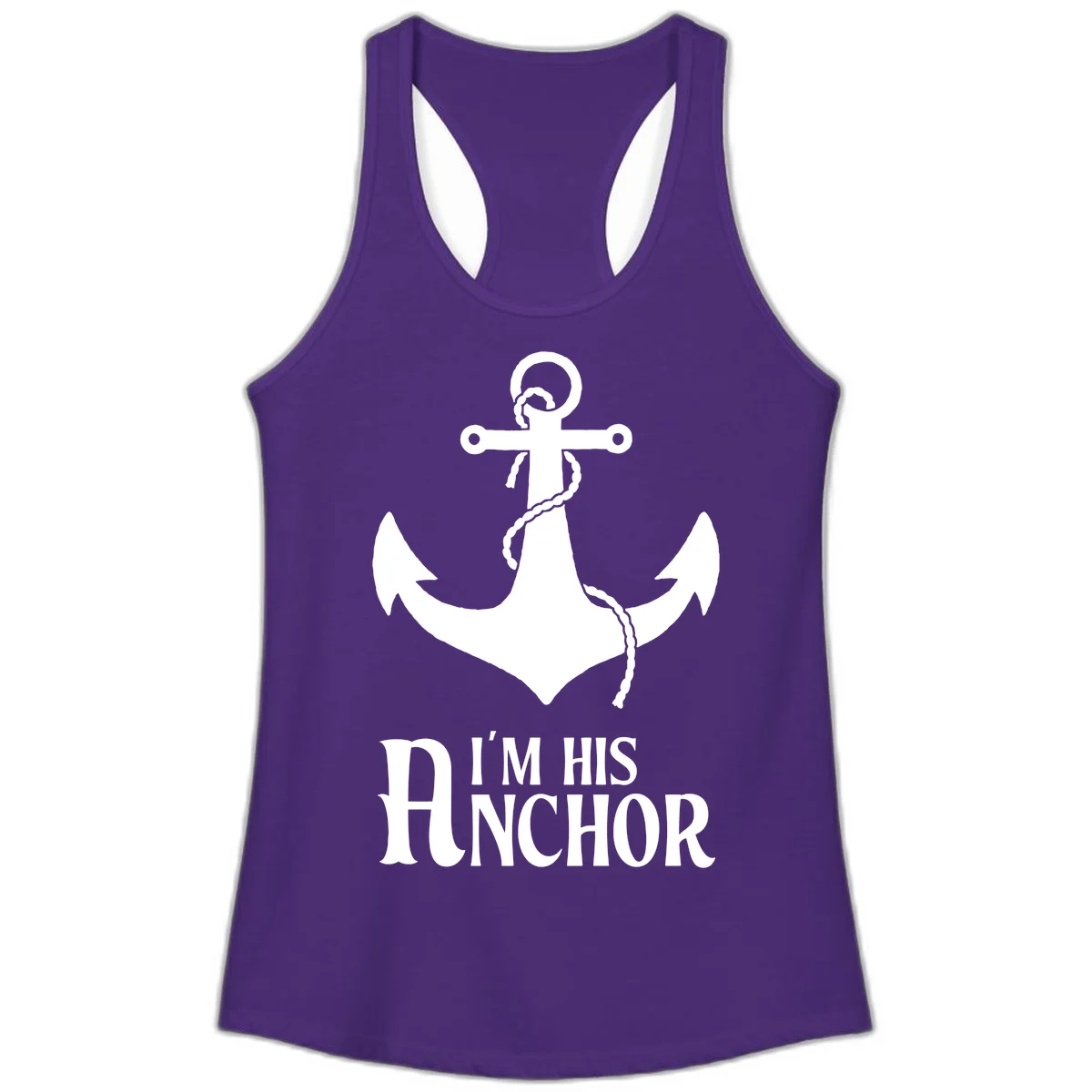 I'm His Anchor Ladies Tank for Cruise Vacation in Solid Purple Rush