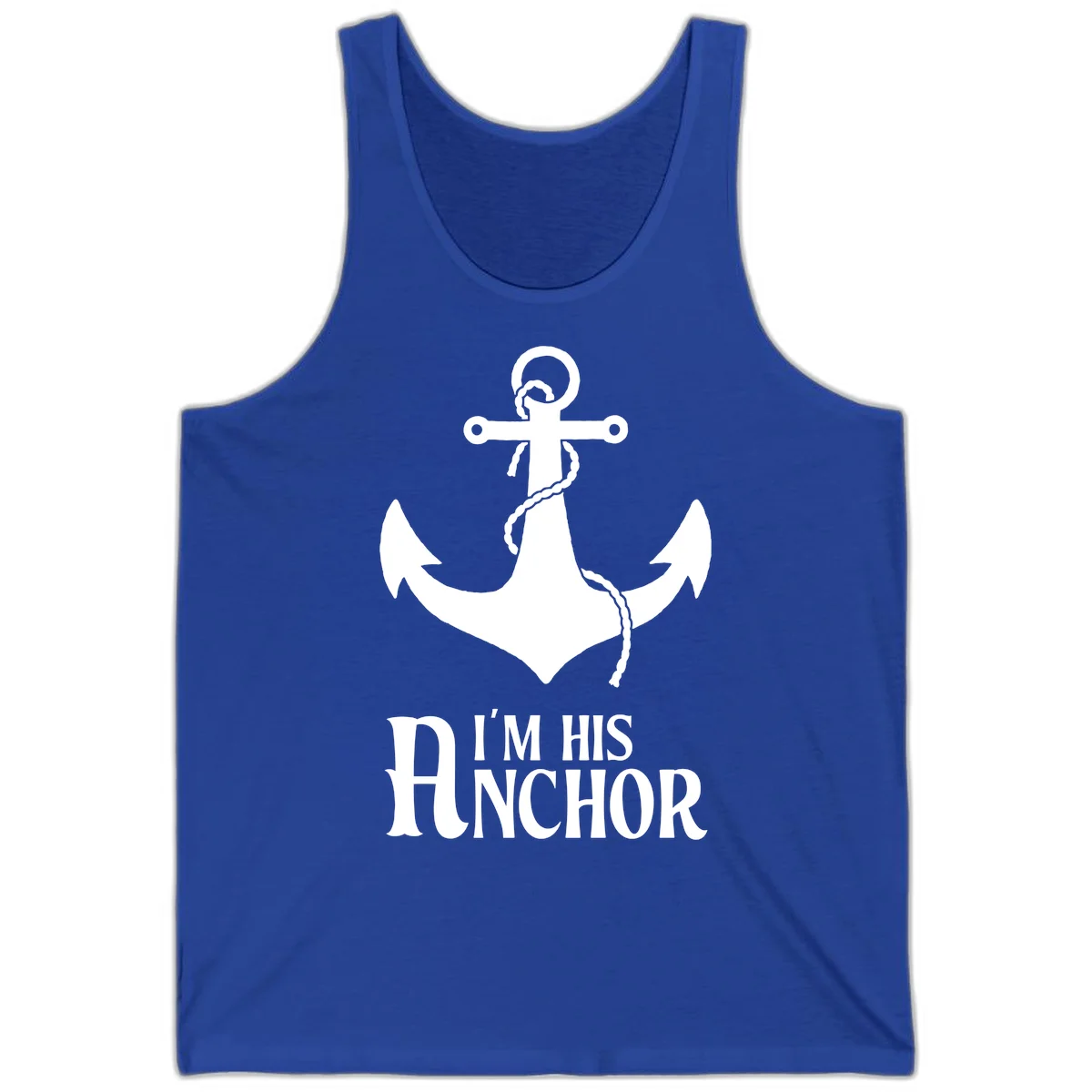I'm His Anchor Cruise Tank Top for Couples in True Royal