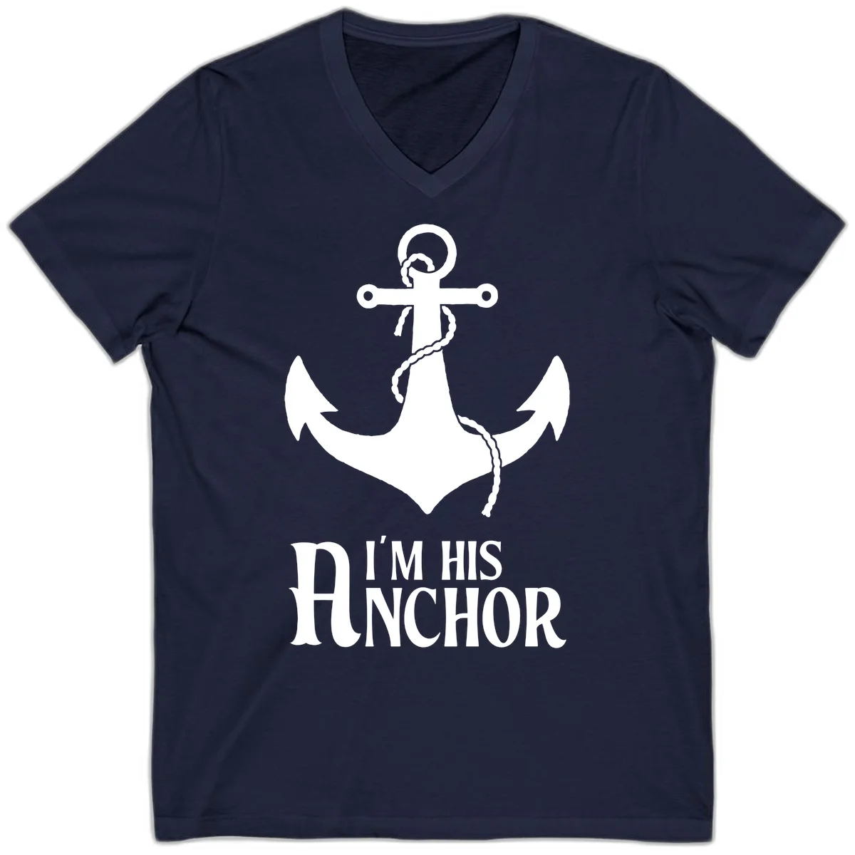 I'm His Anchor V-Neck Tee for Cruise Couples in Navy