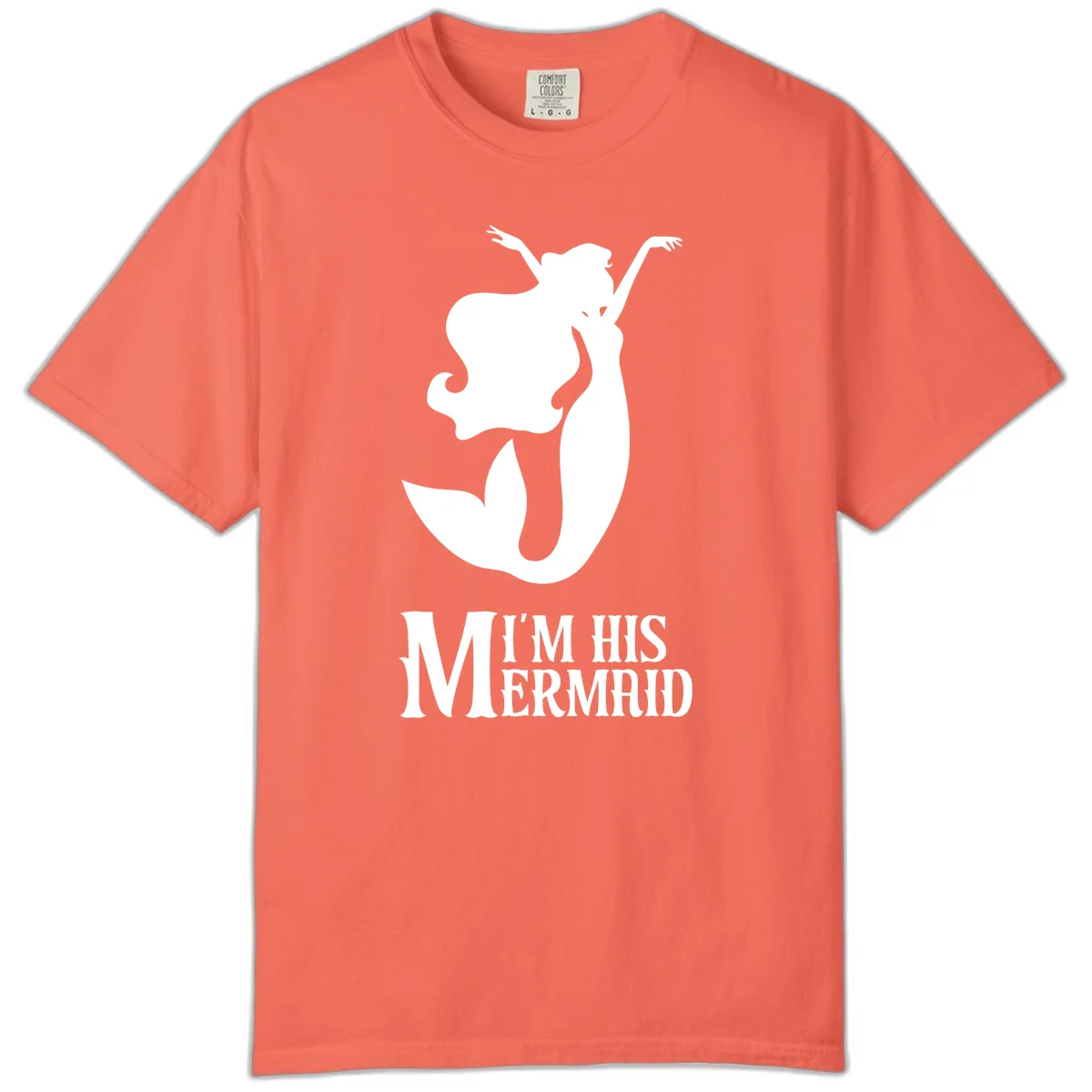 I'm His Mermaid Comfort Color Cruise Tee in Bright Salmon