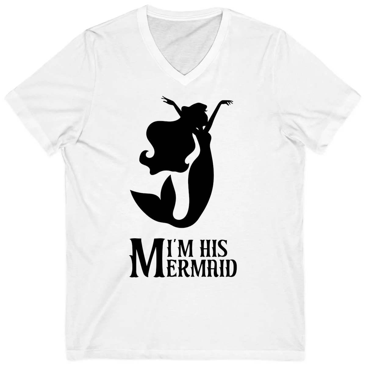 I'm His Mermaid V-Neck Tee for Cruise Getaways in White