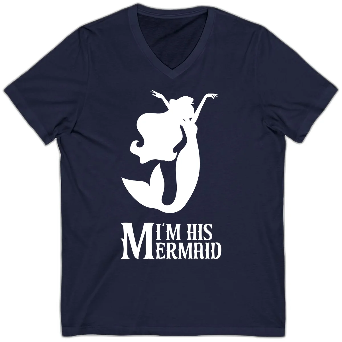 I'm His Mermaid V-Neck Tee for Cruise Getaways in Navy