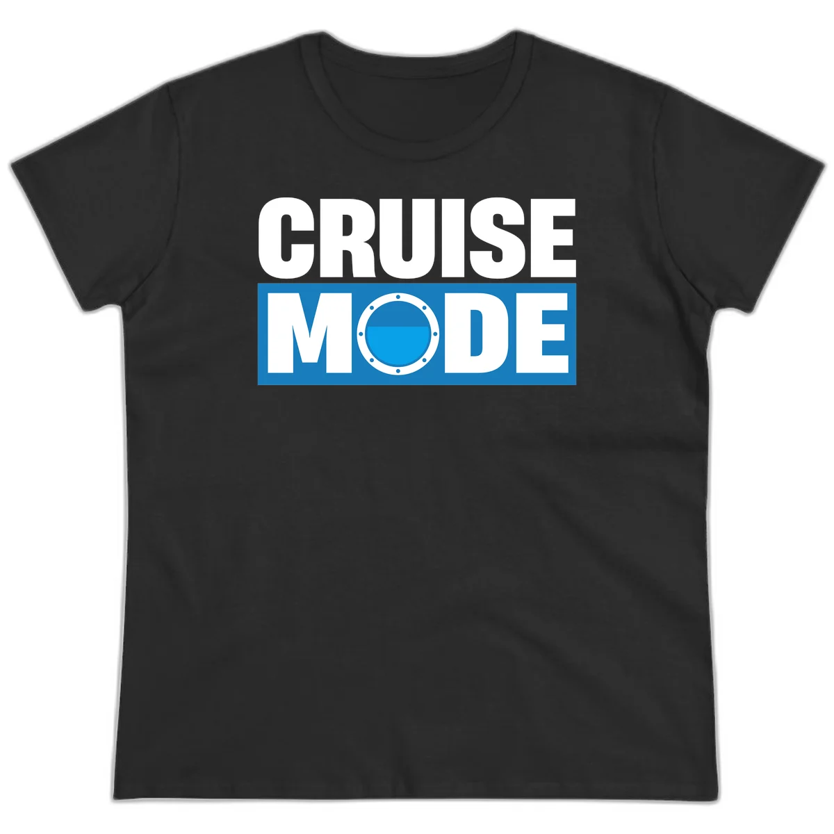 Cruise Mode Porthole Ladies Tee in Black