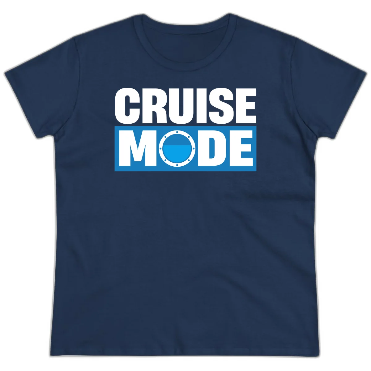 Cruise Mode Porthole Ladies Tee in Navy