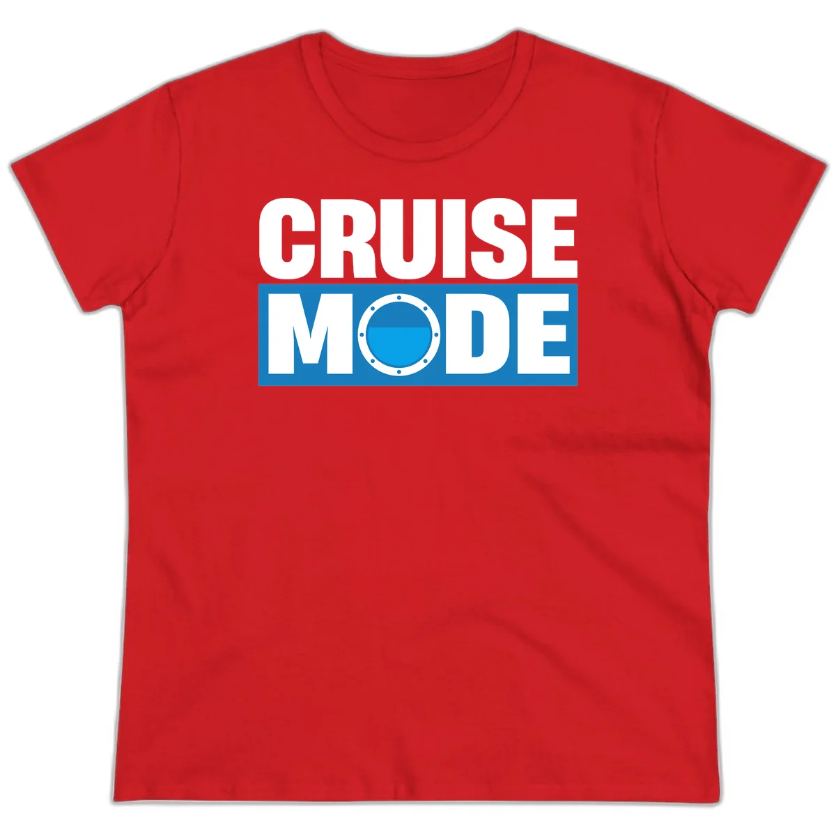 Cruise Mode Porthole Ladies Tee in Red