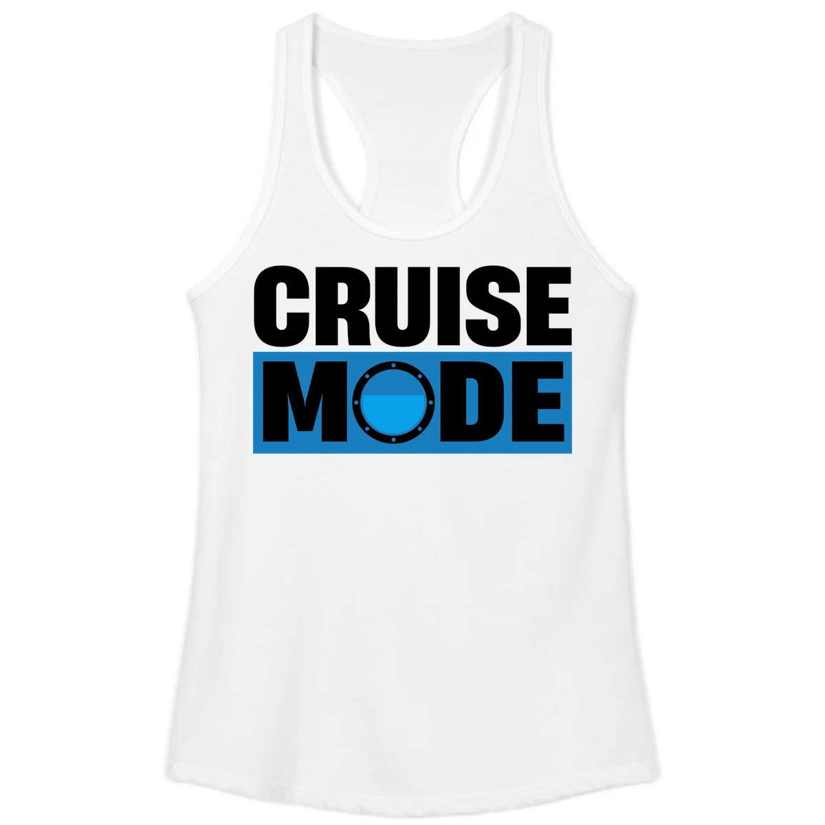 Cruise Mode Porthole Ladies Tank in White